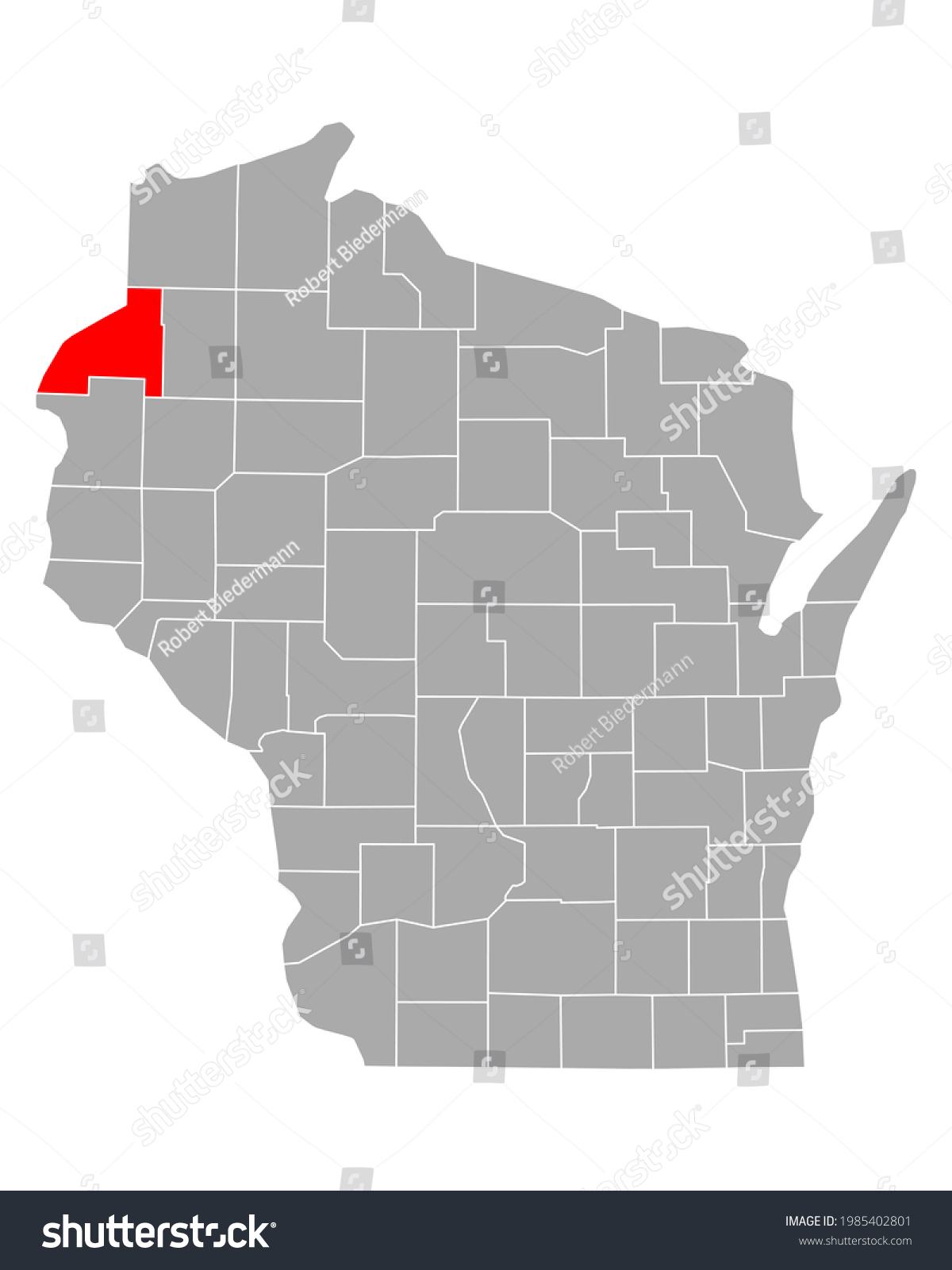 Map Of Burnett In Wisconsin On White Royalty Free Stock Vector 1985402801 9479
