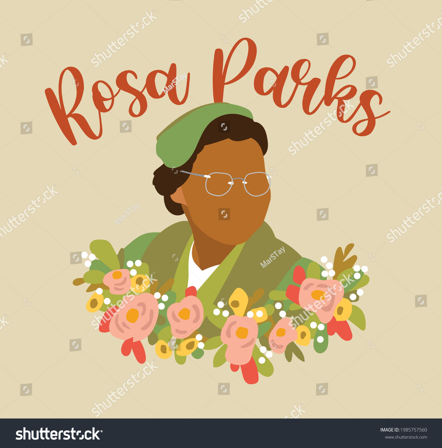 Graphic Design Illustration Decorative Rosa Parks Civil Rights Activist Minimalist Portrait #1985757560