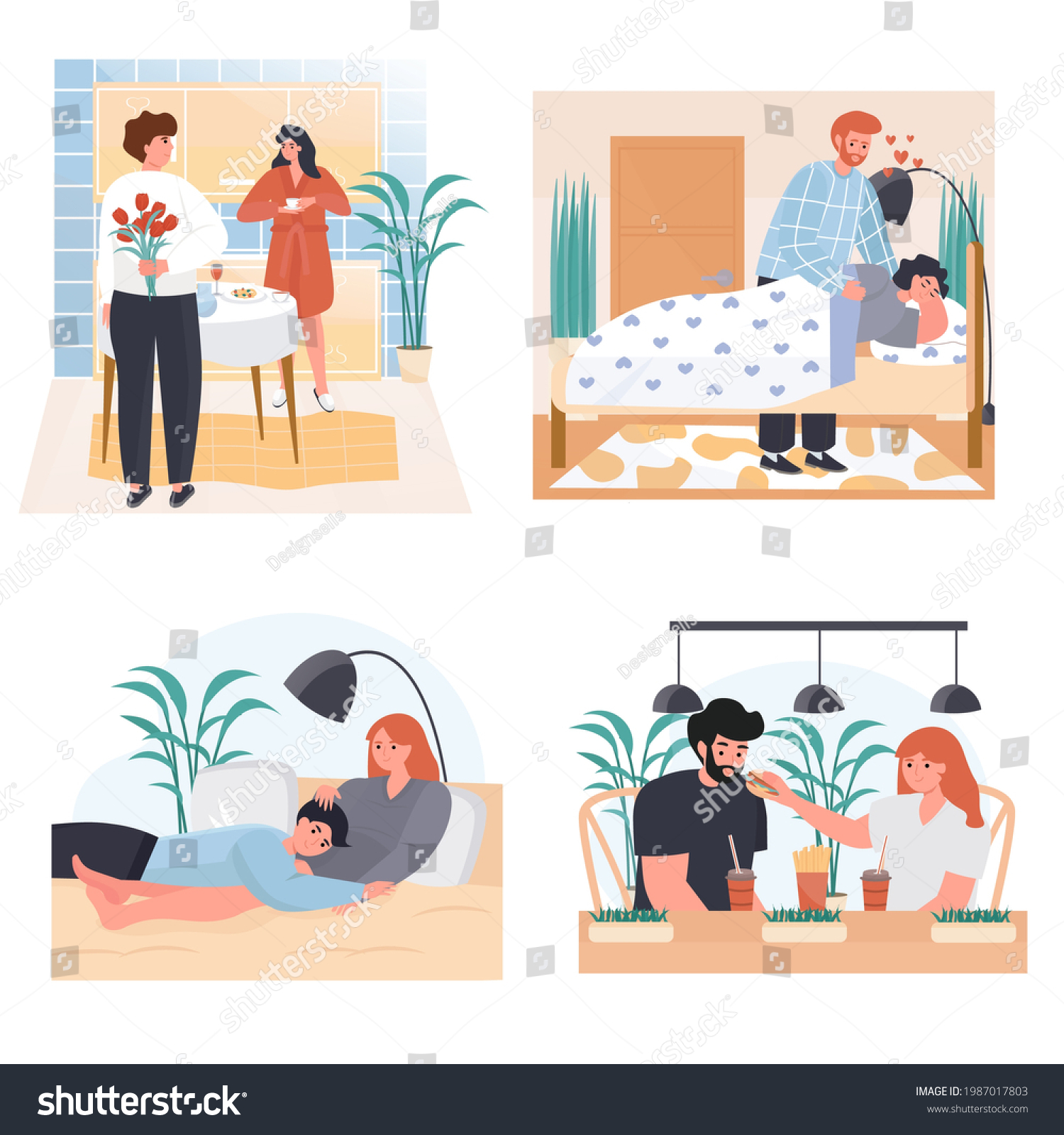 Conjugal relationship concept scenes set. - Royalty Free Stock Vector ...