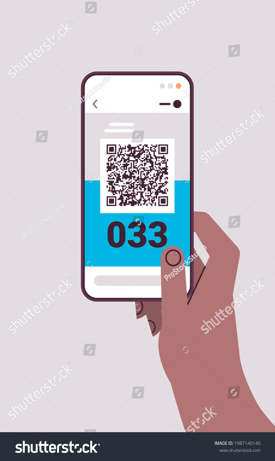 human hand using qr barcode with queue number on smartphone screen electronic queuing system #1987140140