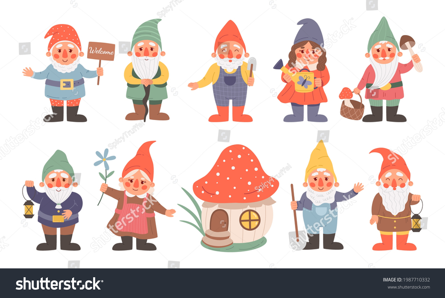 characters with funny hats. Little magical - Royalty Free Stock Vector ...