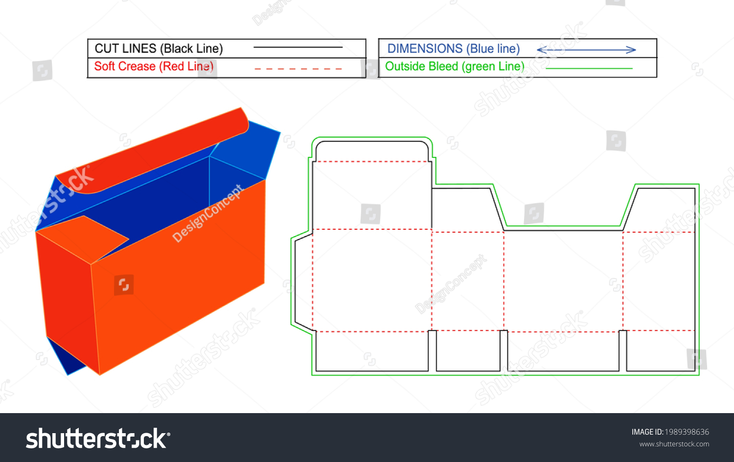 Tuck top bottom folding flap box, corrugated - Royalty Free Stock ...