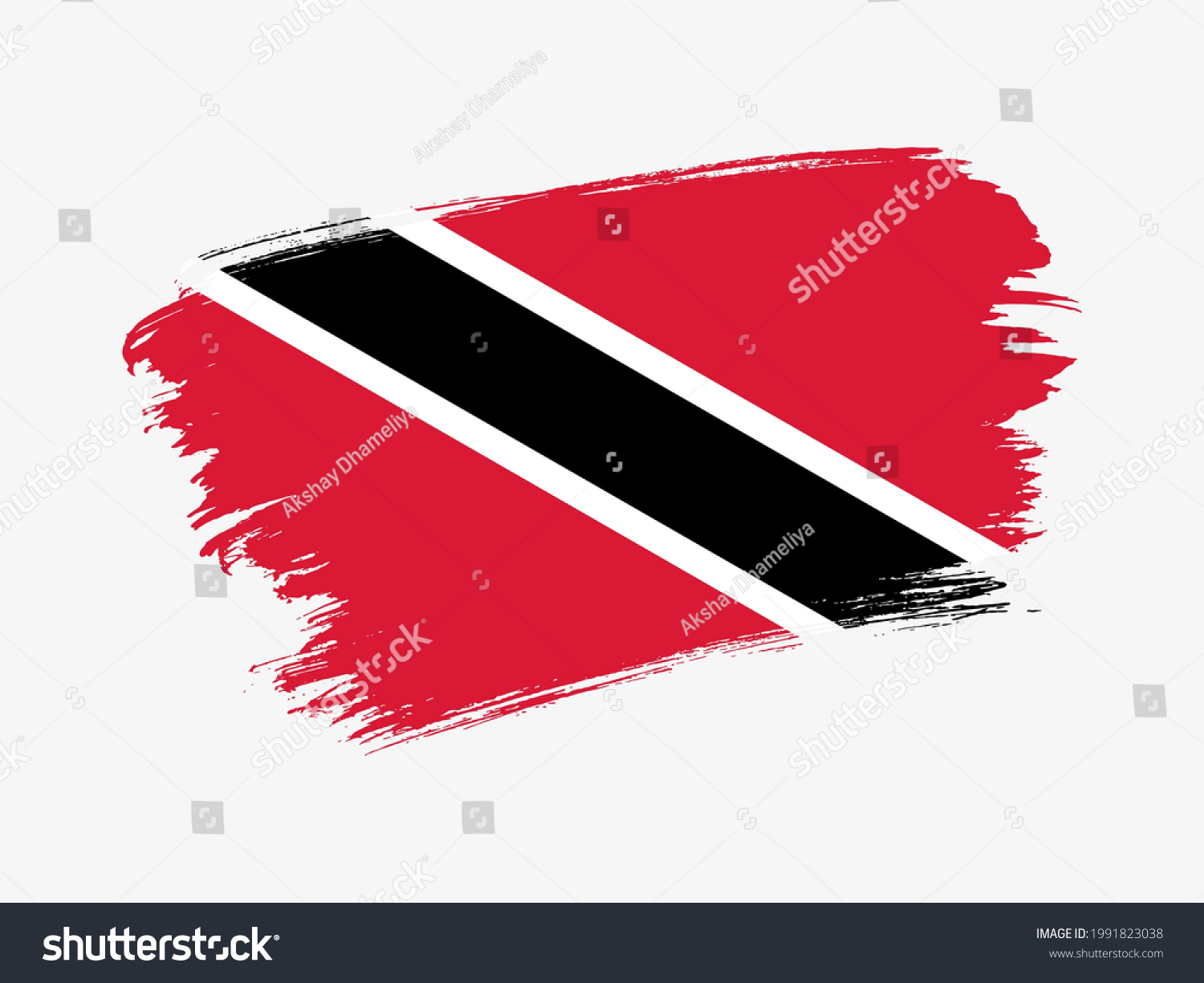 Trinidad And Tobago Flag Made In Textured Brush Royalty Free Stock Vector 1991823038 6660