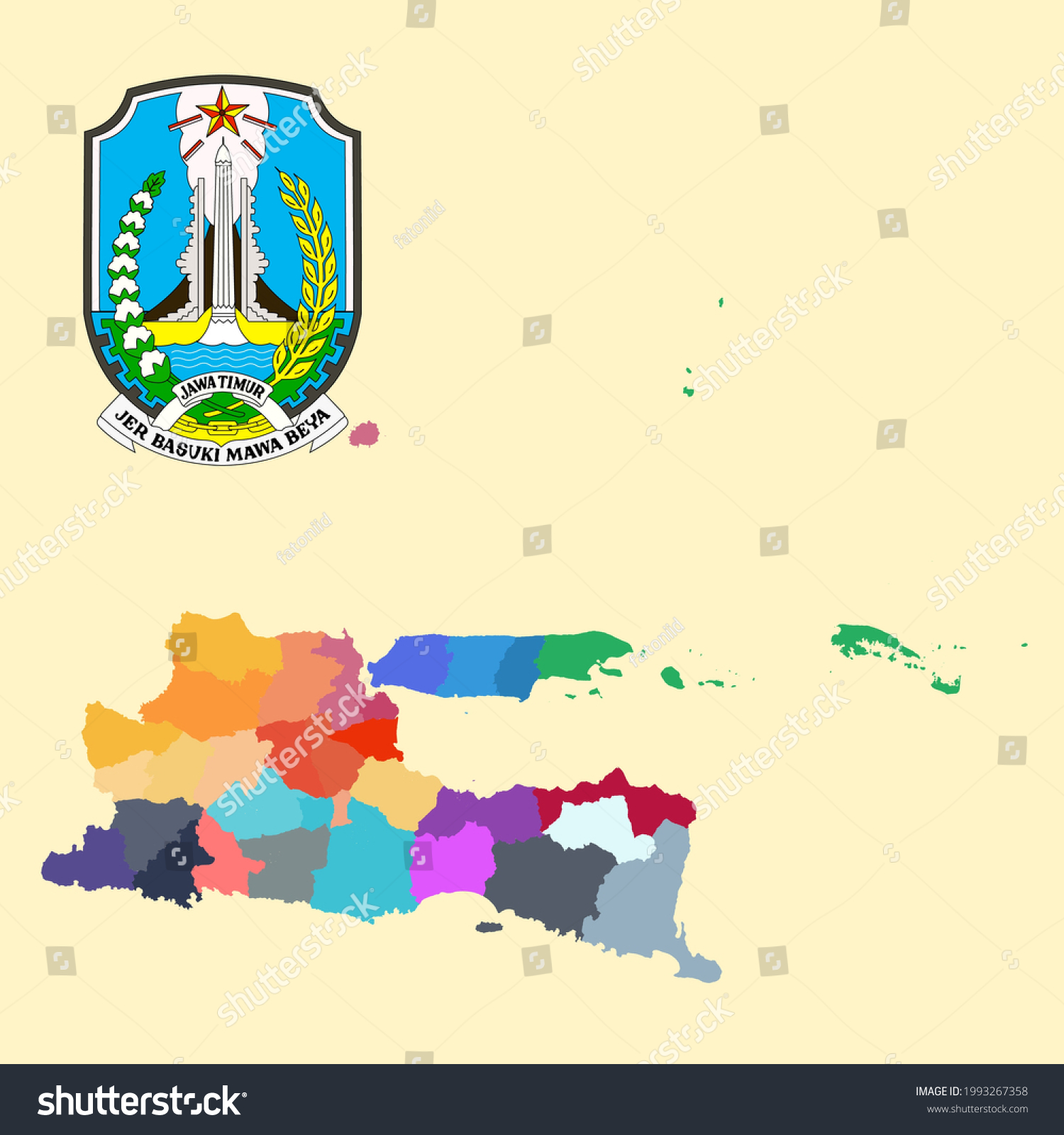 Colored Map and Logo of Jawa Timur (East Java) - Royalty Free Stock ...