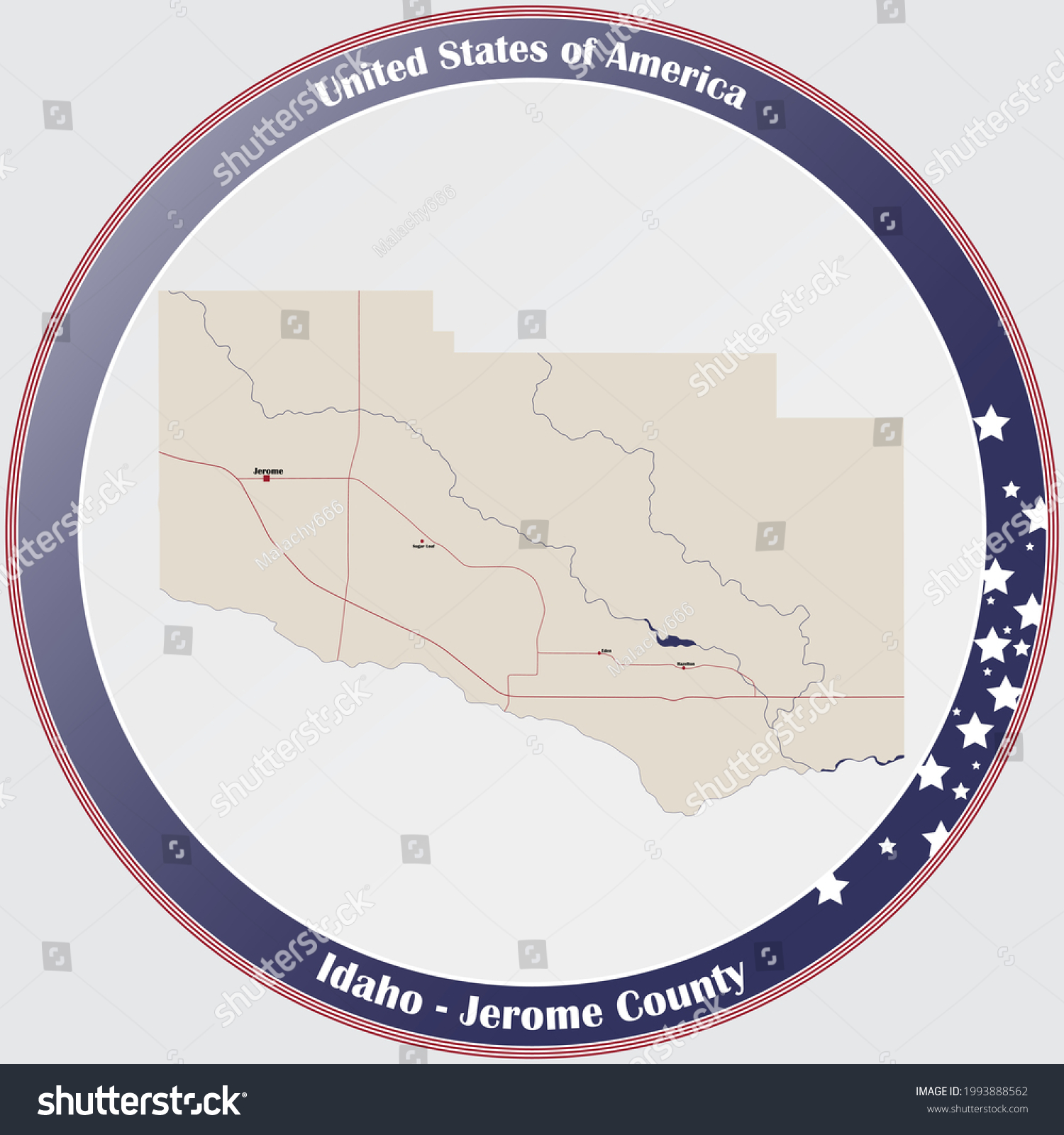 Large and detailed map of Jerome county in Idaho - Royalty Free Stock ...