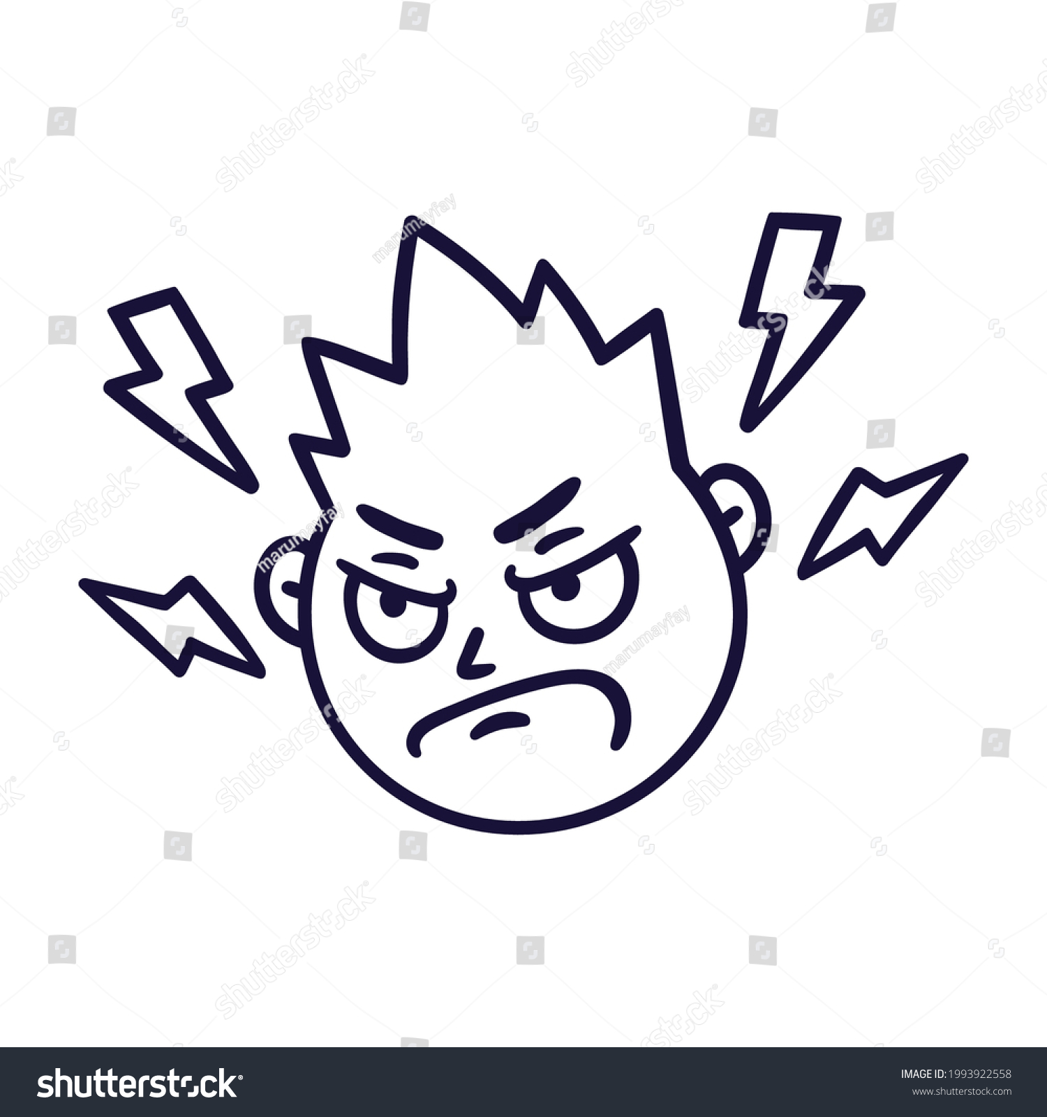 Round abstract face with angry emotion. Mad - Royalty Free Stock Vector ...