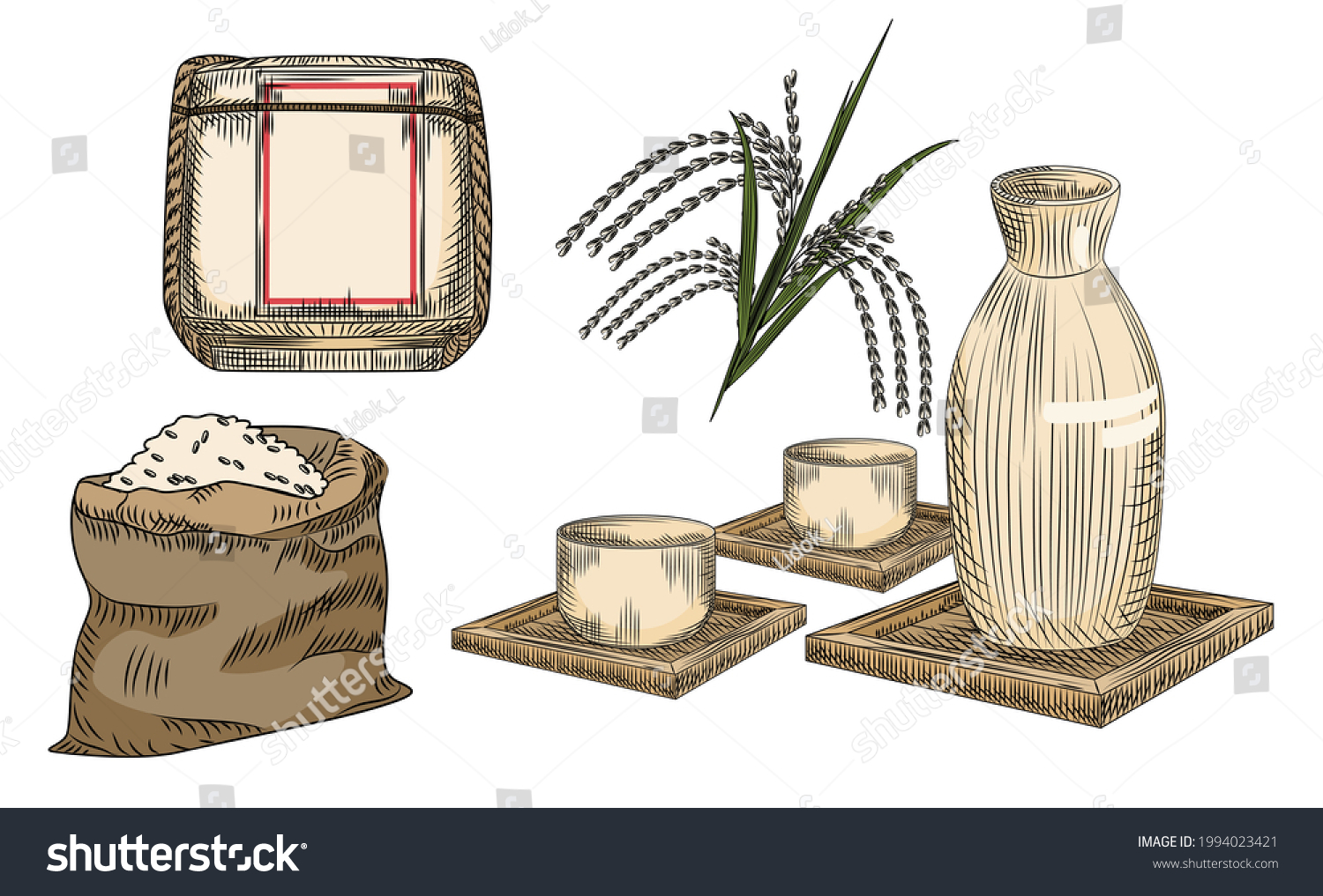 Set of sake. Traditional Japanese rice alcohol Royalty Free Stock