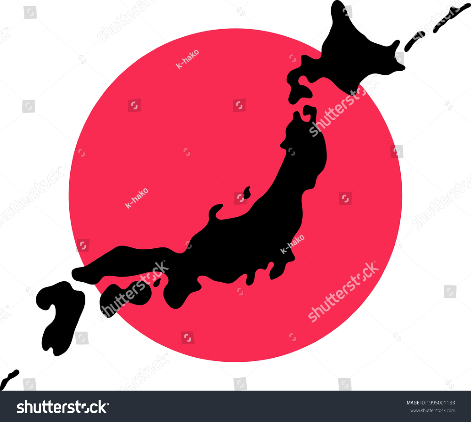Japan flag and Japan map. (details omitted) #1995001133