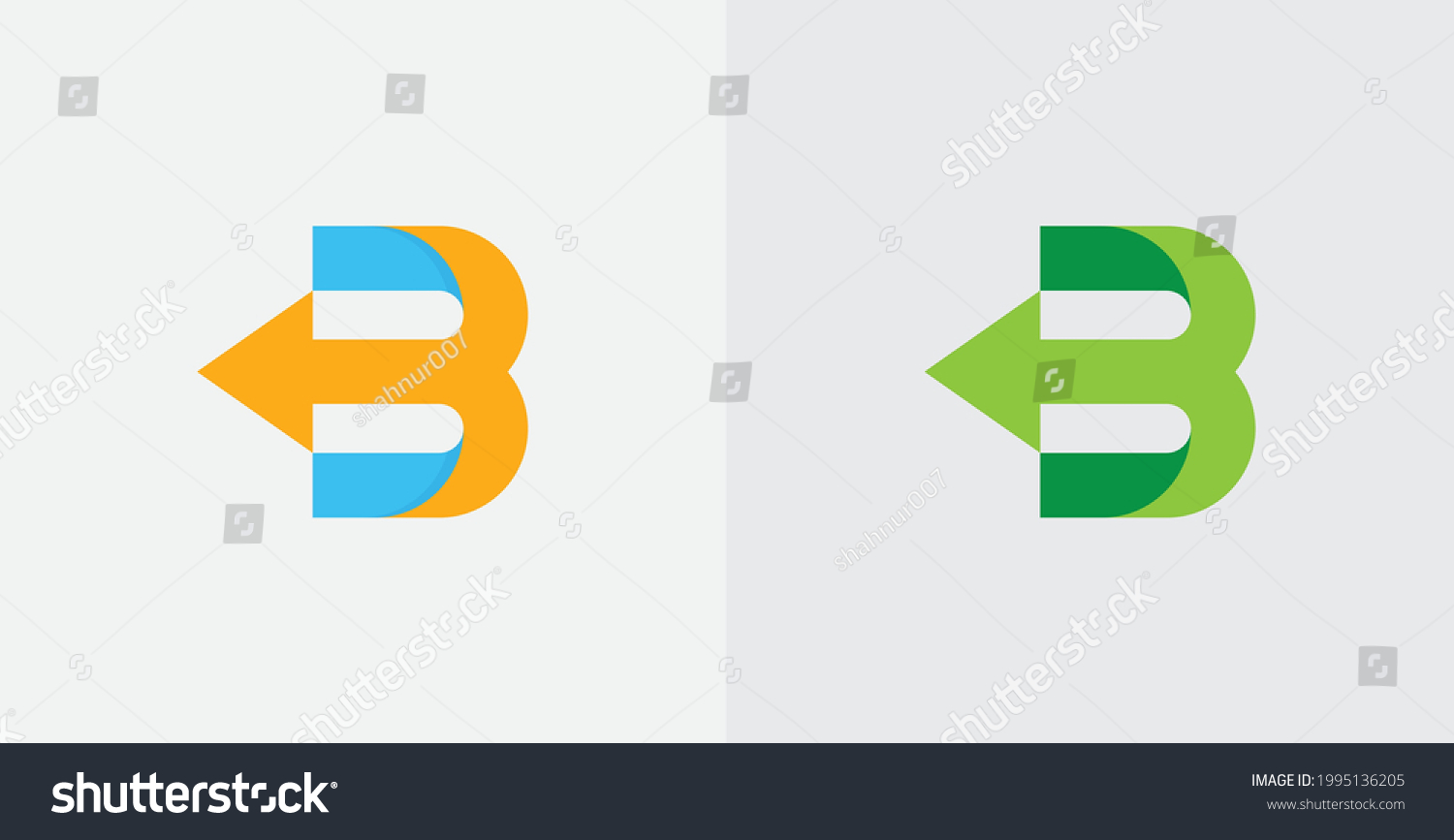 B Letter Logo With Arrow - Royalty Free Stock Vector 1995136205 ...