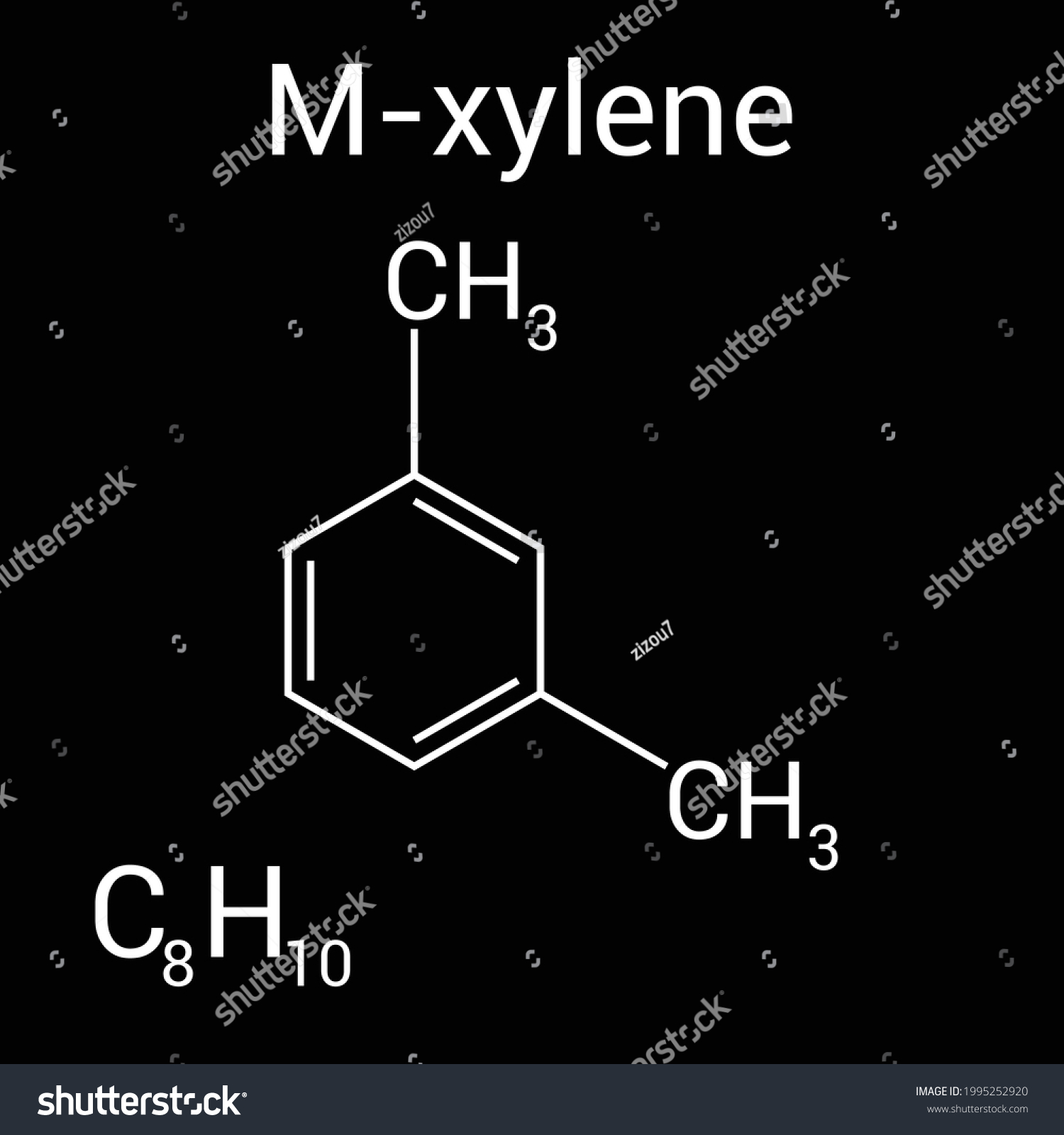 chemical structure of m-xylene (c8h10) - Royalty Free Stock Vector ...