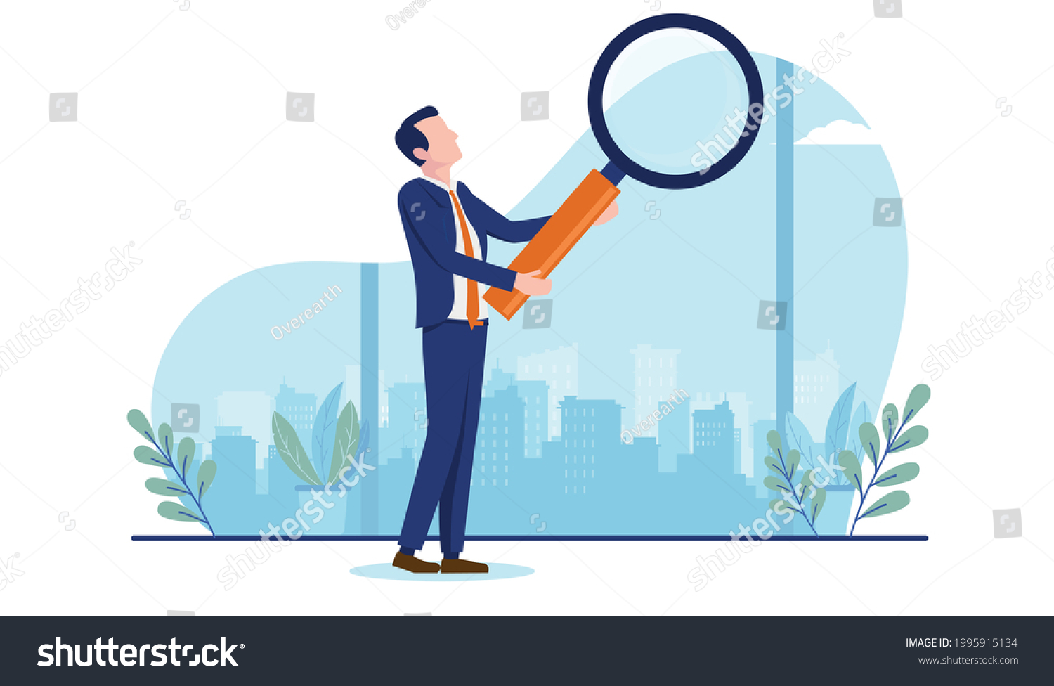 Businessman with magnifying glass - Person in - Royalty Free Stock ...