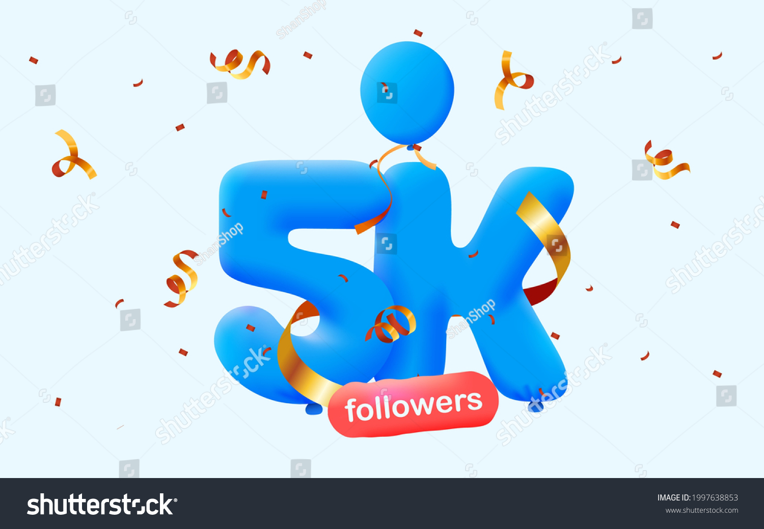 5k Followers Thank You 3d Blue Balloons And Royalty Free Stock Vector