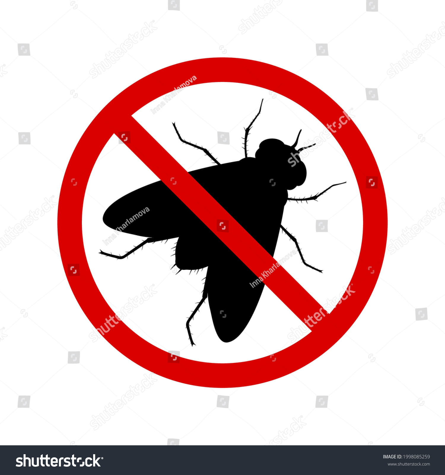 No fly with ban sign. Anti fly pest control ban, - Royalty Free Stock ...