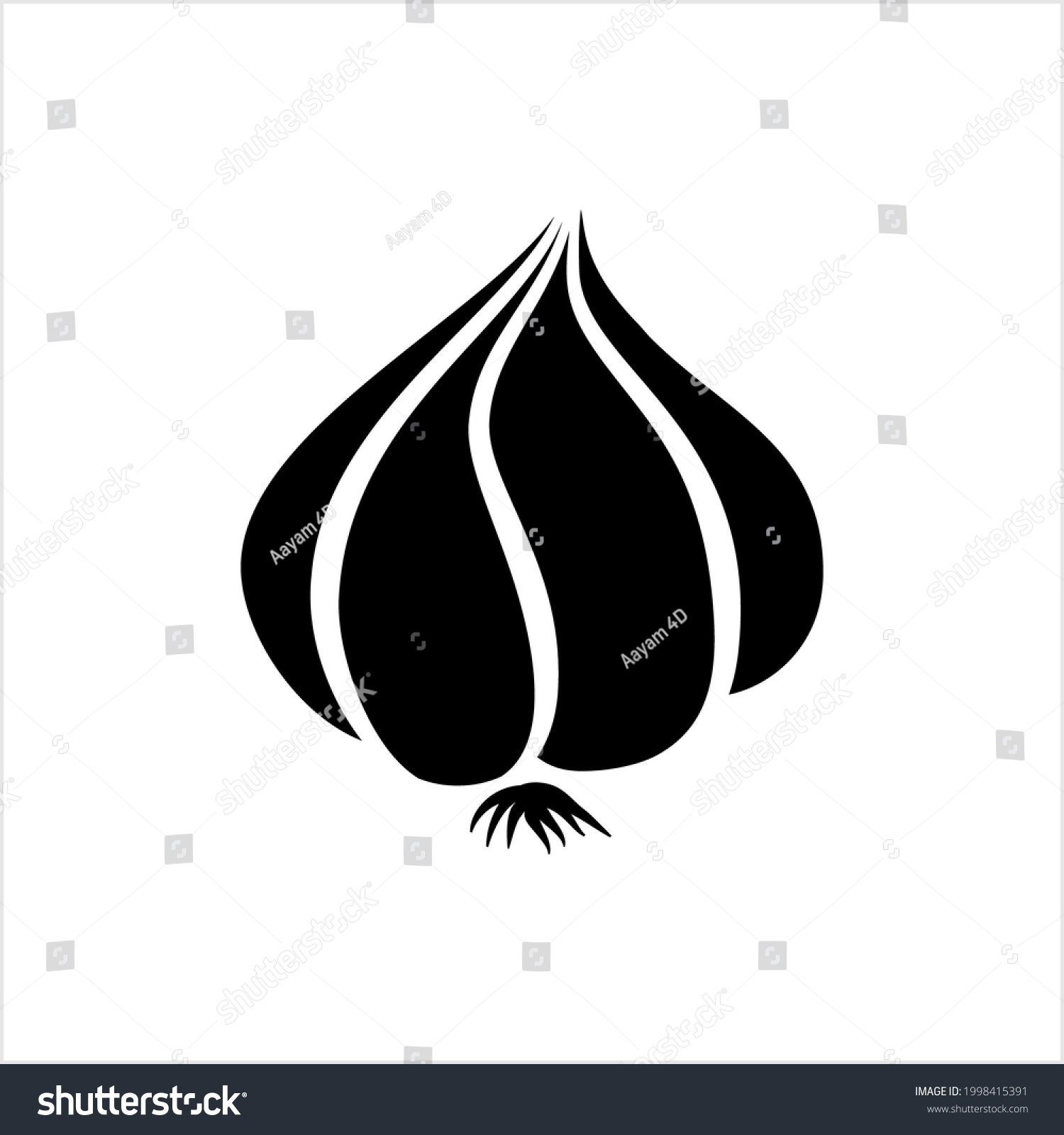 Garlic Icon, Common Seasoning Vegetable Icon Vector Art Illustration #1998415391
