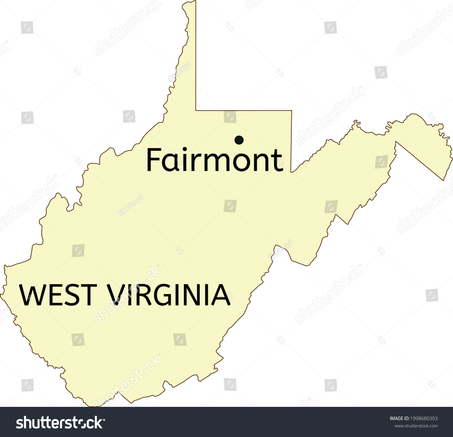 Fairmont city location on West Virginia state - Royalty Free Stock ...