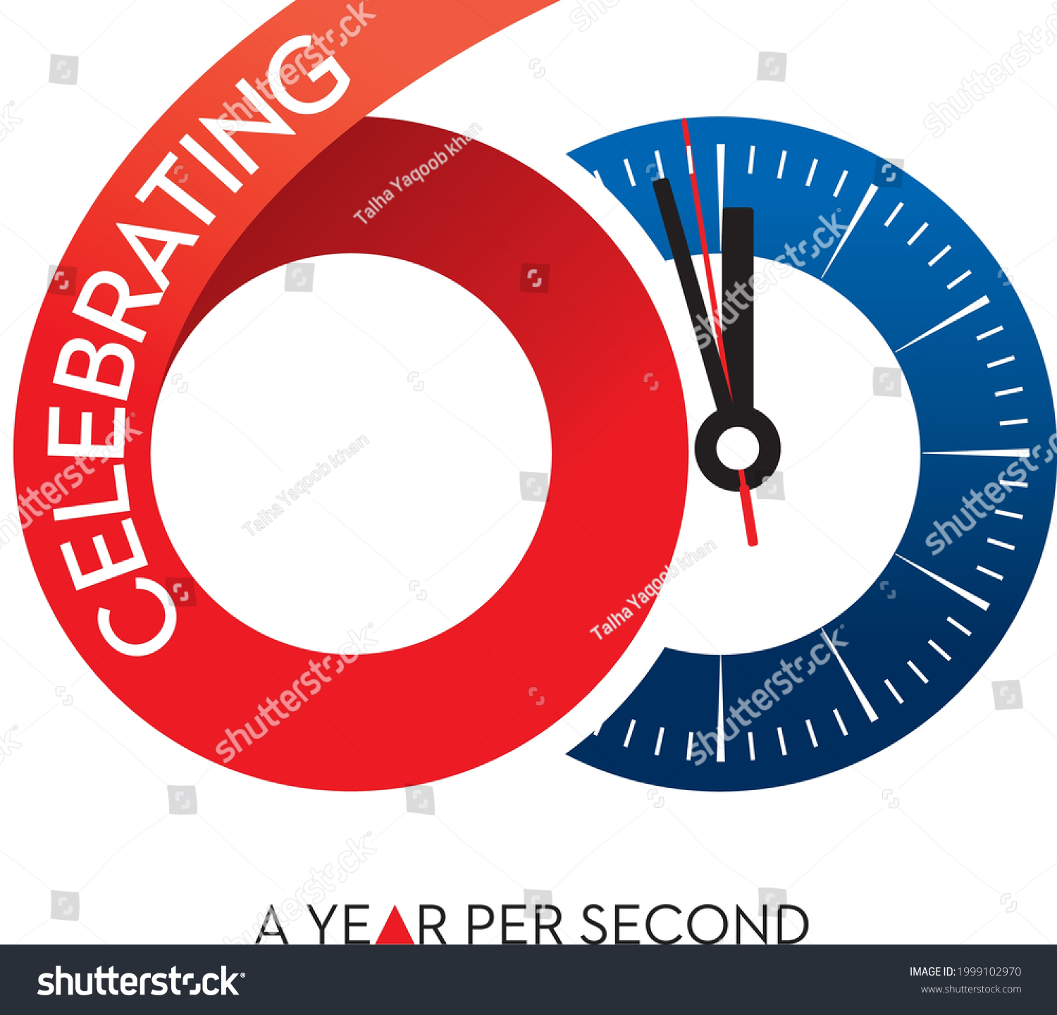 Celebrating Clock Logo 60 Minutes Royalty Free Stock Vector