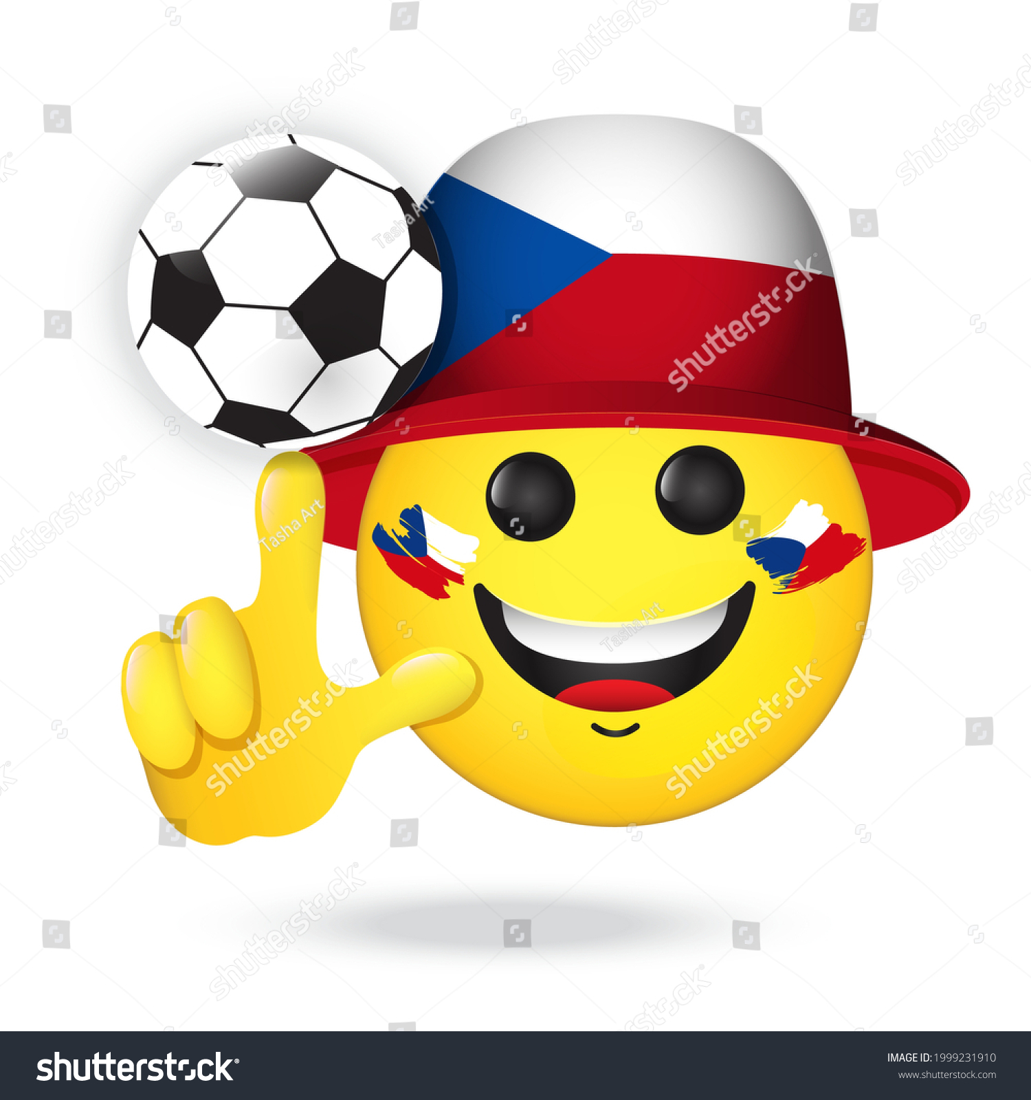 Football fan emoji. Vector emoticon in Czech Royalty Free Stock