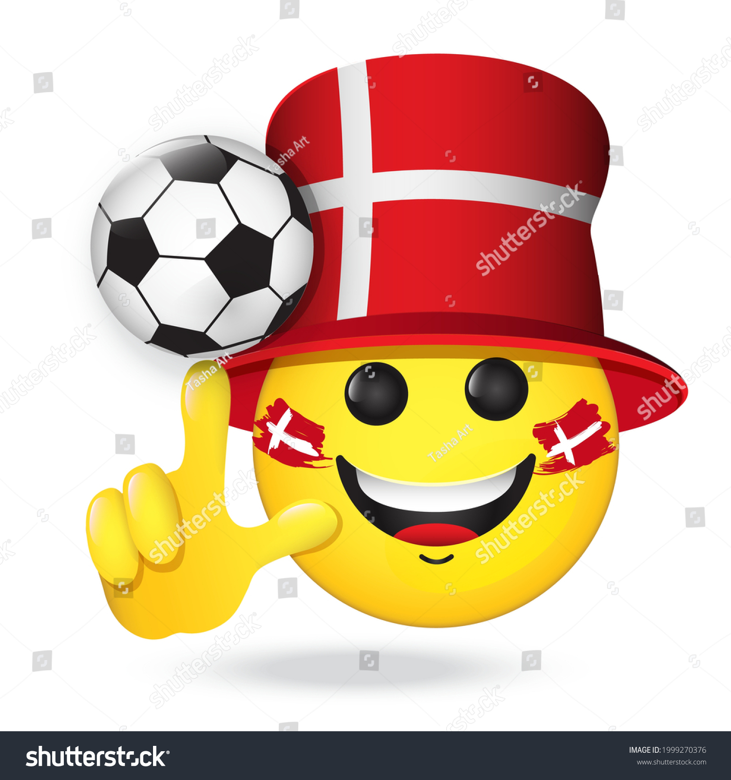 Football fan emoji. Vector emoticon in Denmark Royalty Free Stock