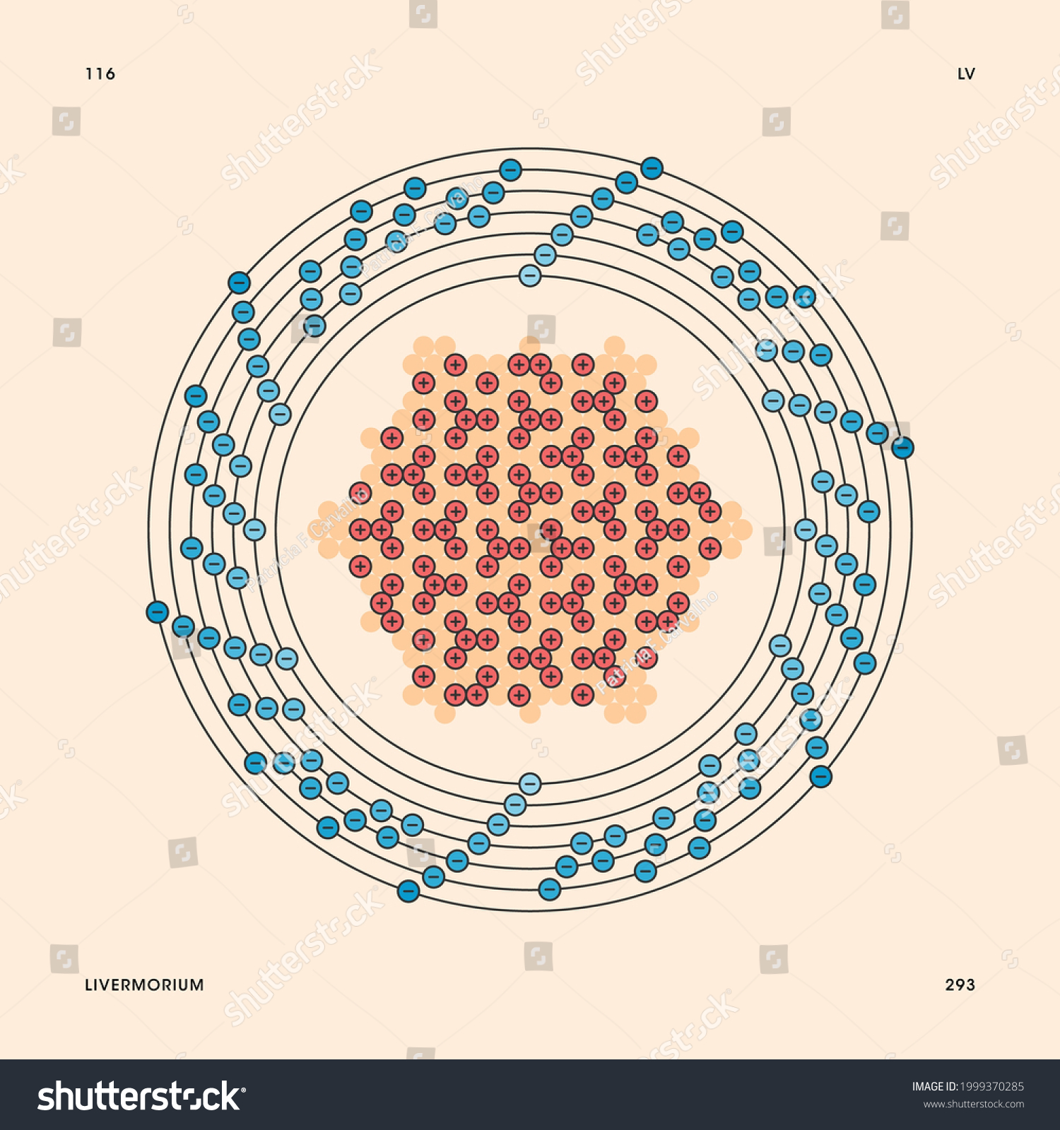 Bohr model representation of the livermorium - Royalty Free Stock ...