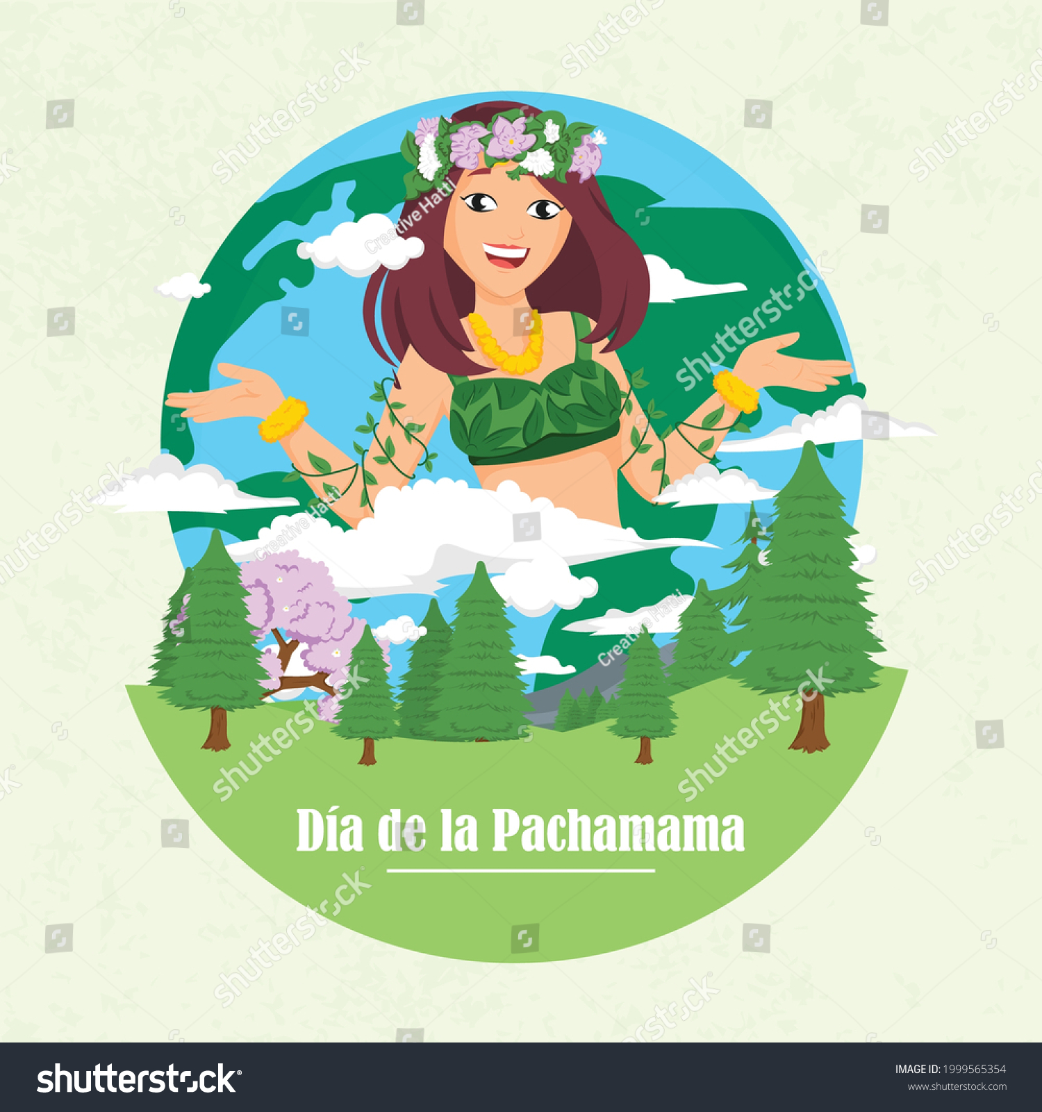 Banner Design Of Dia De La Pachamama Cartoon - Royalty Free Stock ...