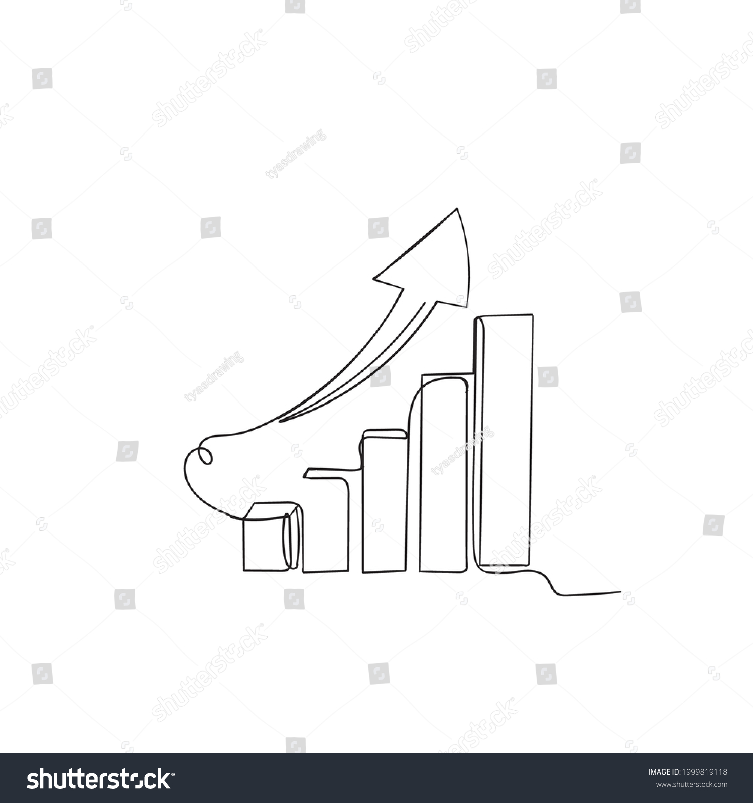 continuous line drawing graph up illustration vector isolated #1999819118