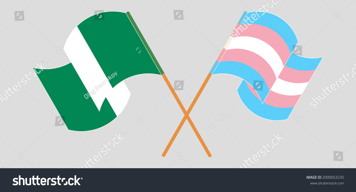 Crossed And Waving Flags Of Nigeria And Royalty Free Stock Vector