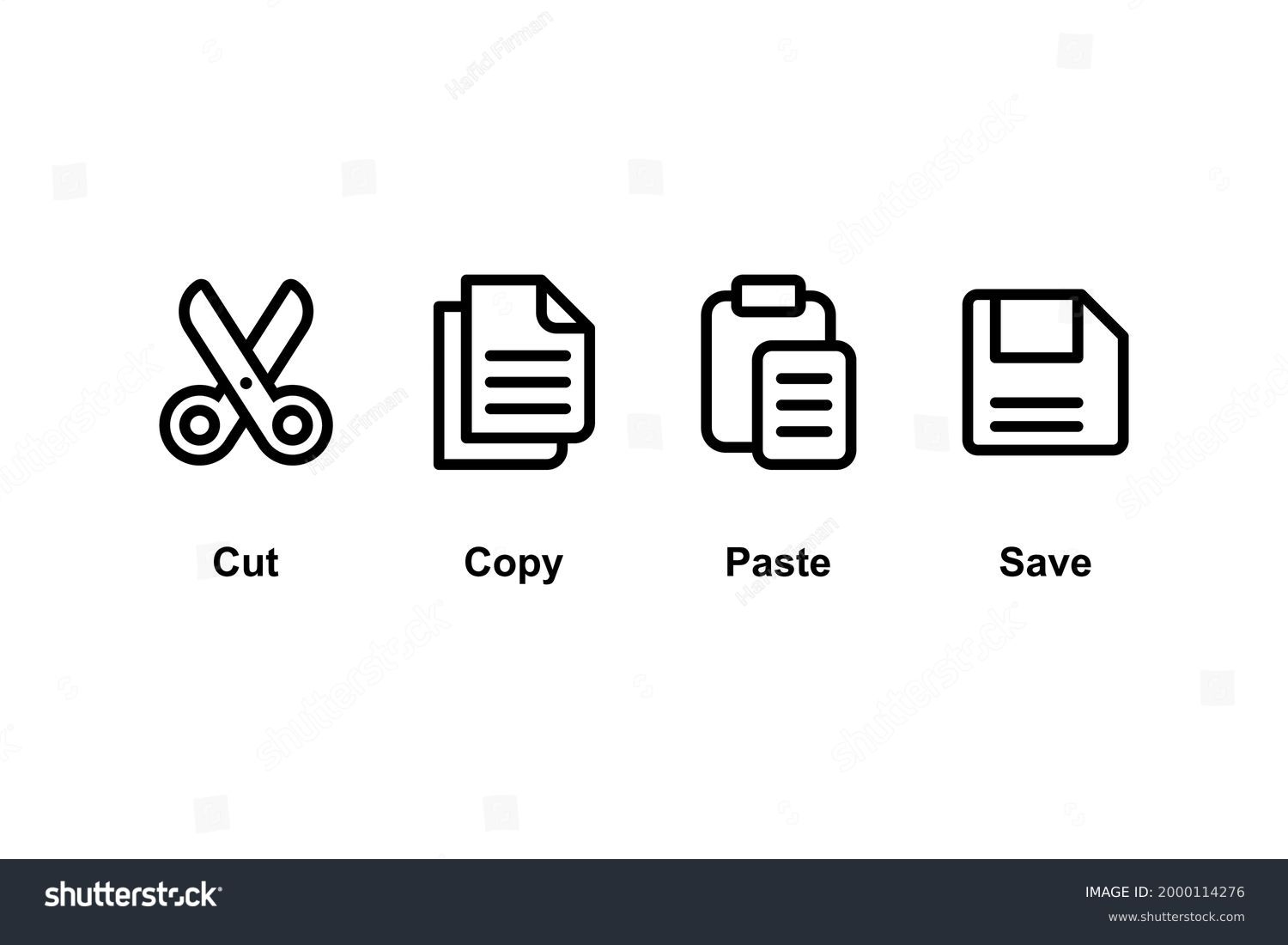 Set of Simple Flat Copy Paste Icon Illustration Design, Copy Paste Symbol Collection with Outlined Style Template Vector #2000114276