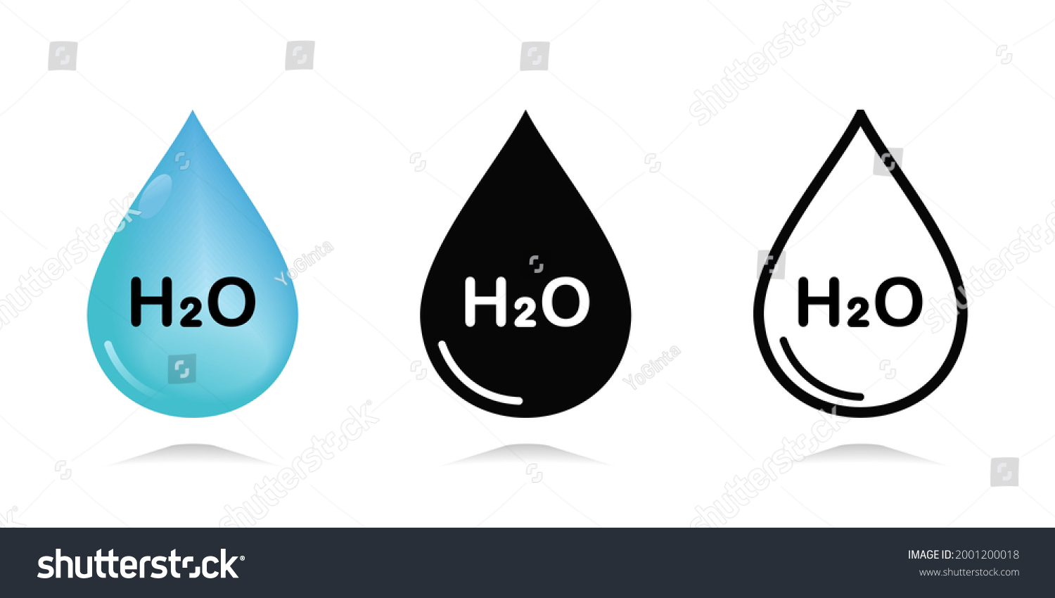 Water icon. Waterdrop H2O. Illustration vector #2001200018