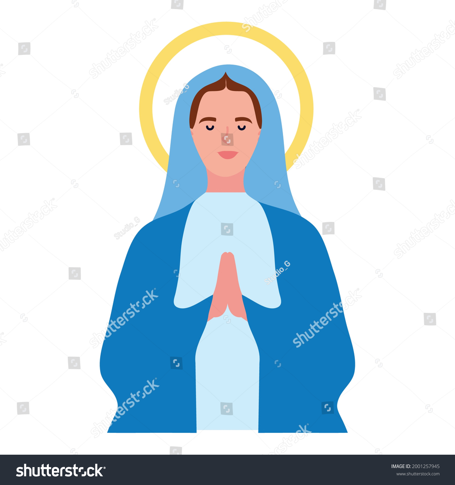 Assumption of Mary praying with crown - Royalty Free Stock Vector ...