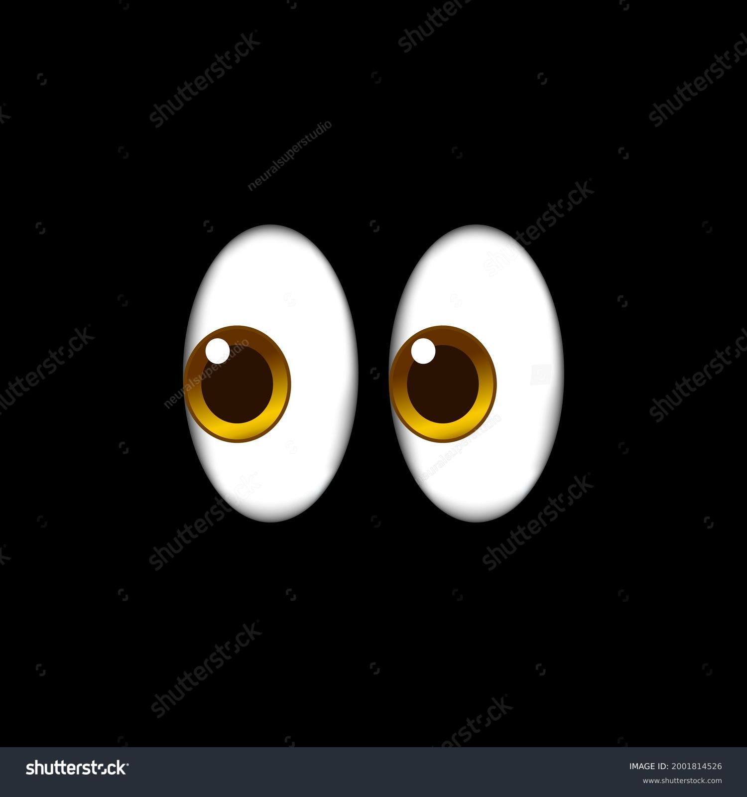 two eyes emoji. mysterious funny eyes. isolated in black background vector illustration #2001814526