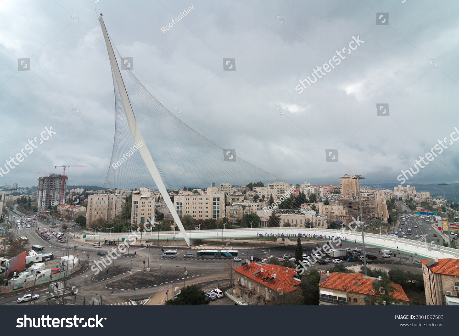Jerusalem Chords Bridge at cloudy day #2001897503