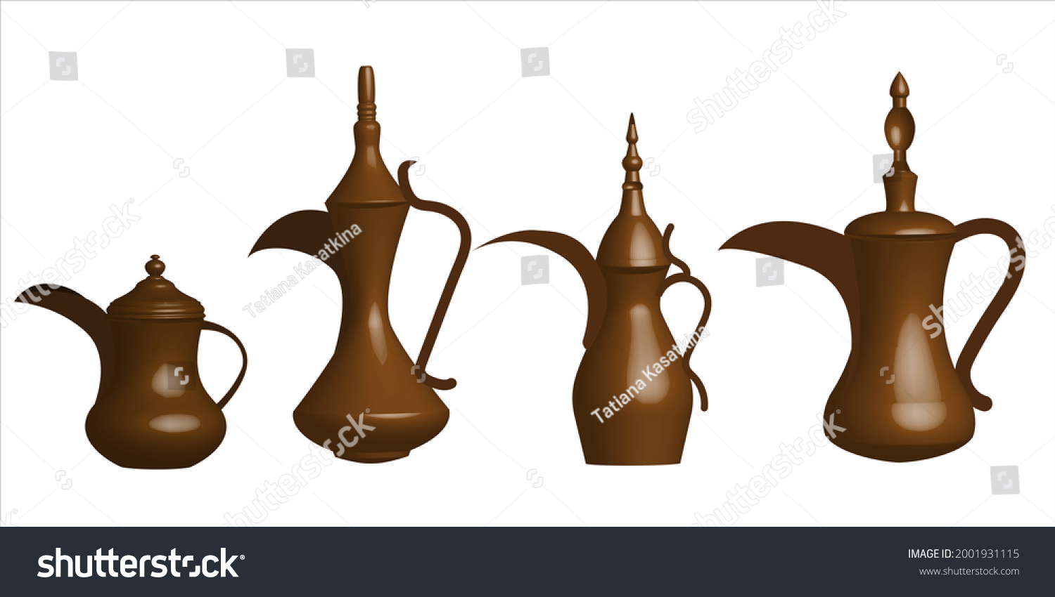 Antique Arabic Coffee Pot Teapot Dallah Royalty Free Stock Vector