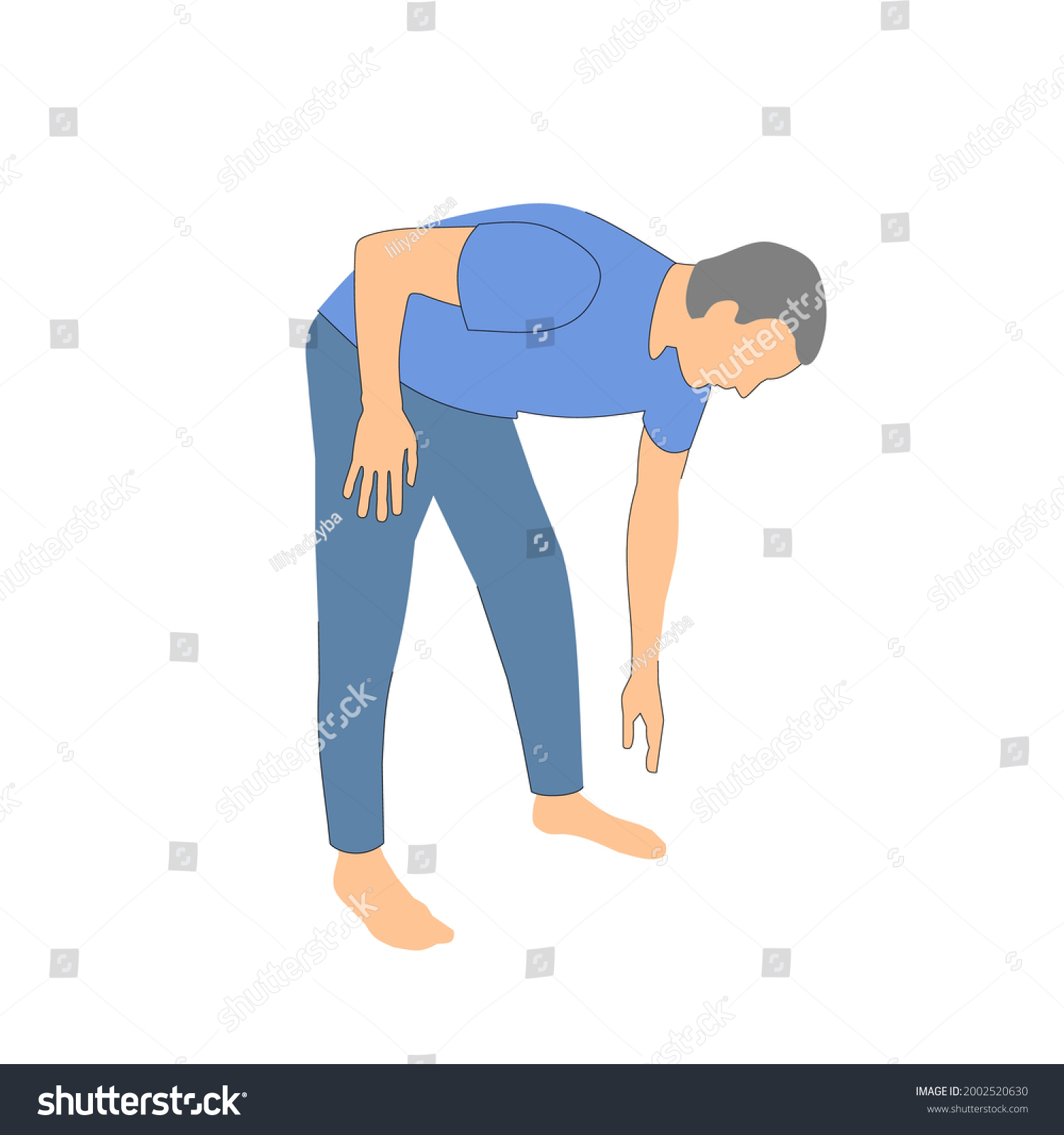 Lean Forward Posture Man Downward Tilt Royalty Free Stock Vector