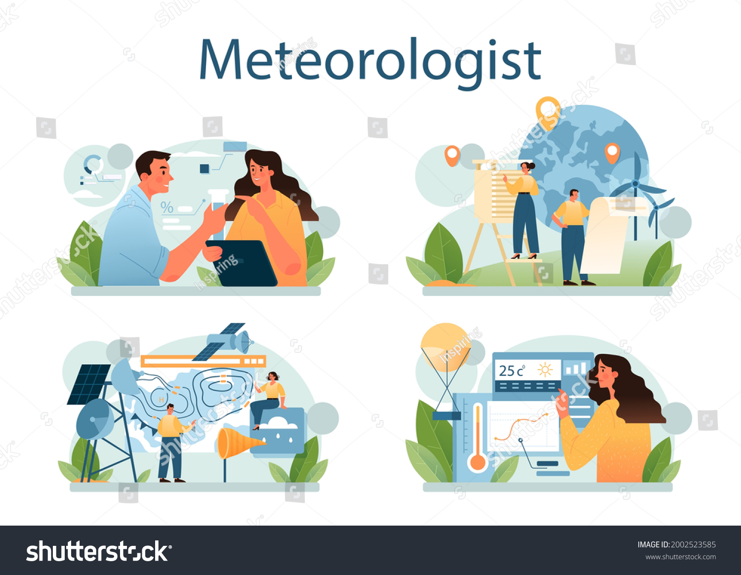 Meteorologist Concept Set. Weather Forecaster - Royalty Free Stock ...