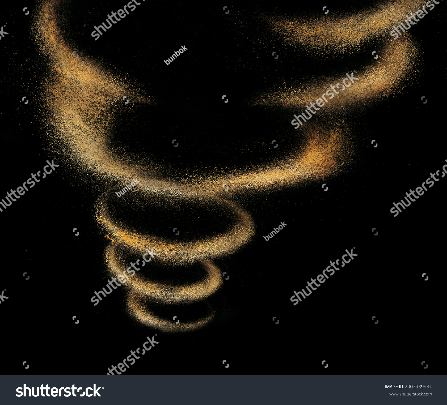 Wheat flour tornado isolated on black background #2002939931