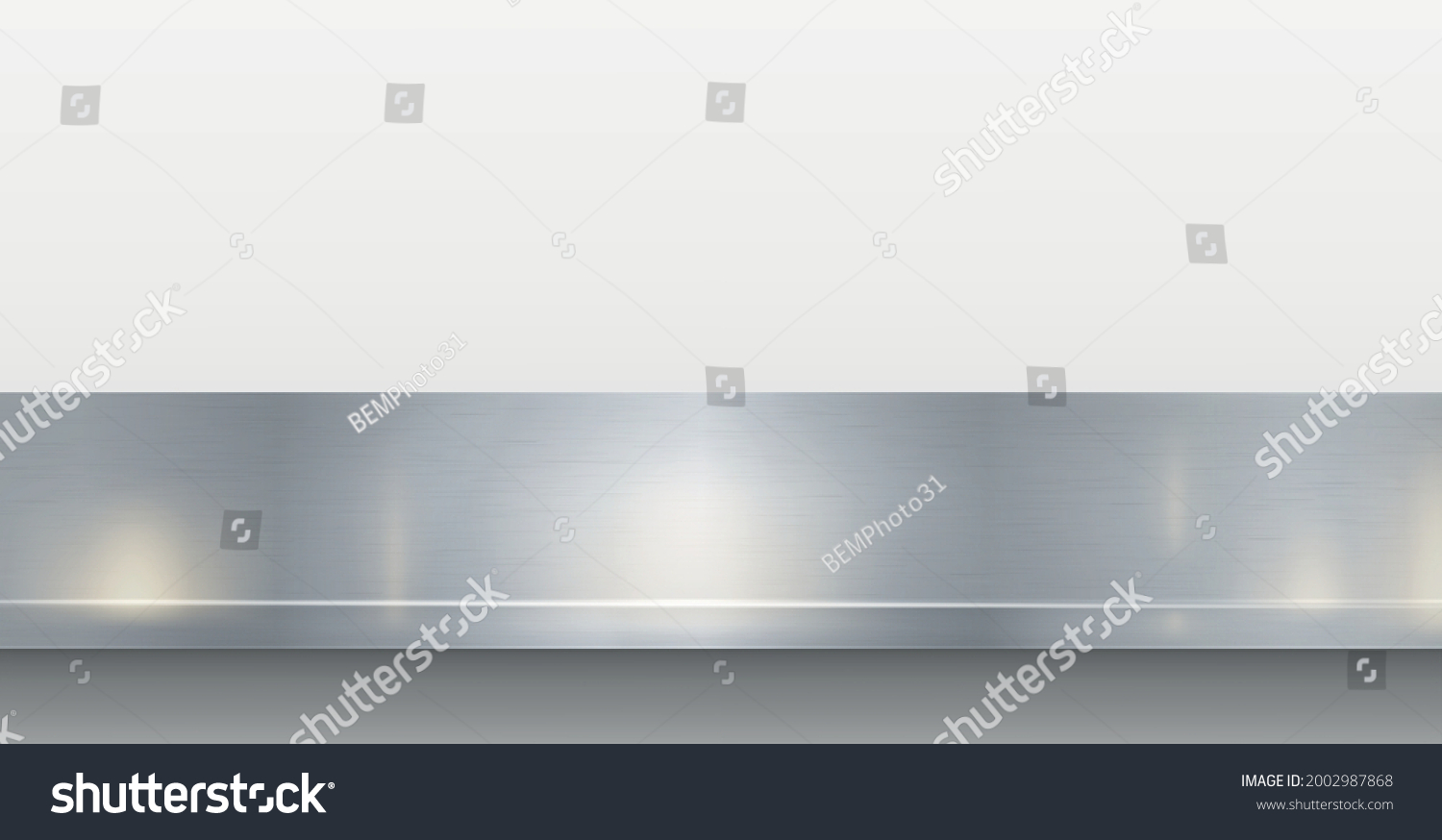 Metal kitchen countertop, iron texture, large table on a white background - Vector illustration #2002987868