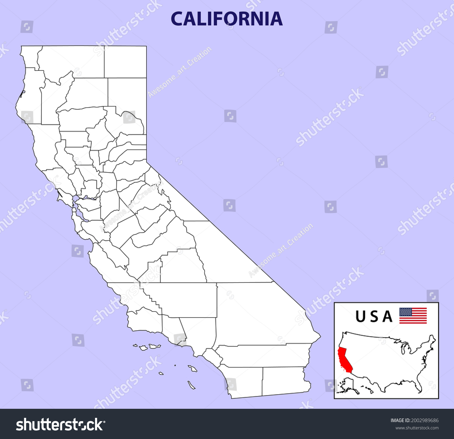 California map. California District map in - Royalty Free Stock Vector ...