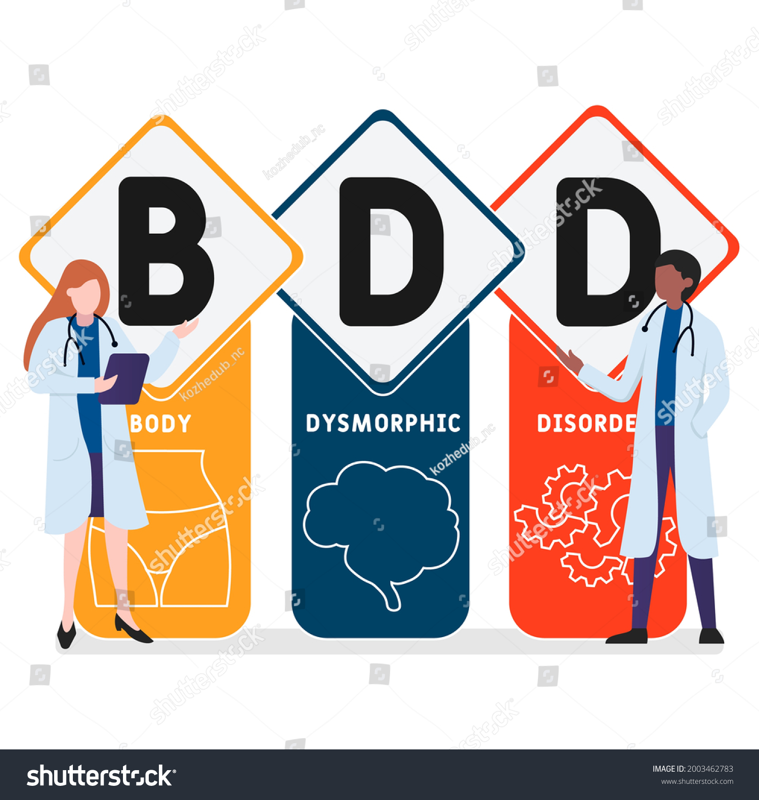 Flat design with people. BDD - Body Dysmorphic - Royalty Free Stock ...