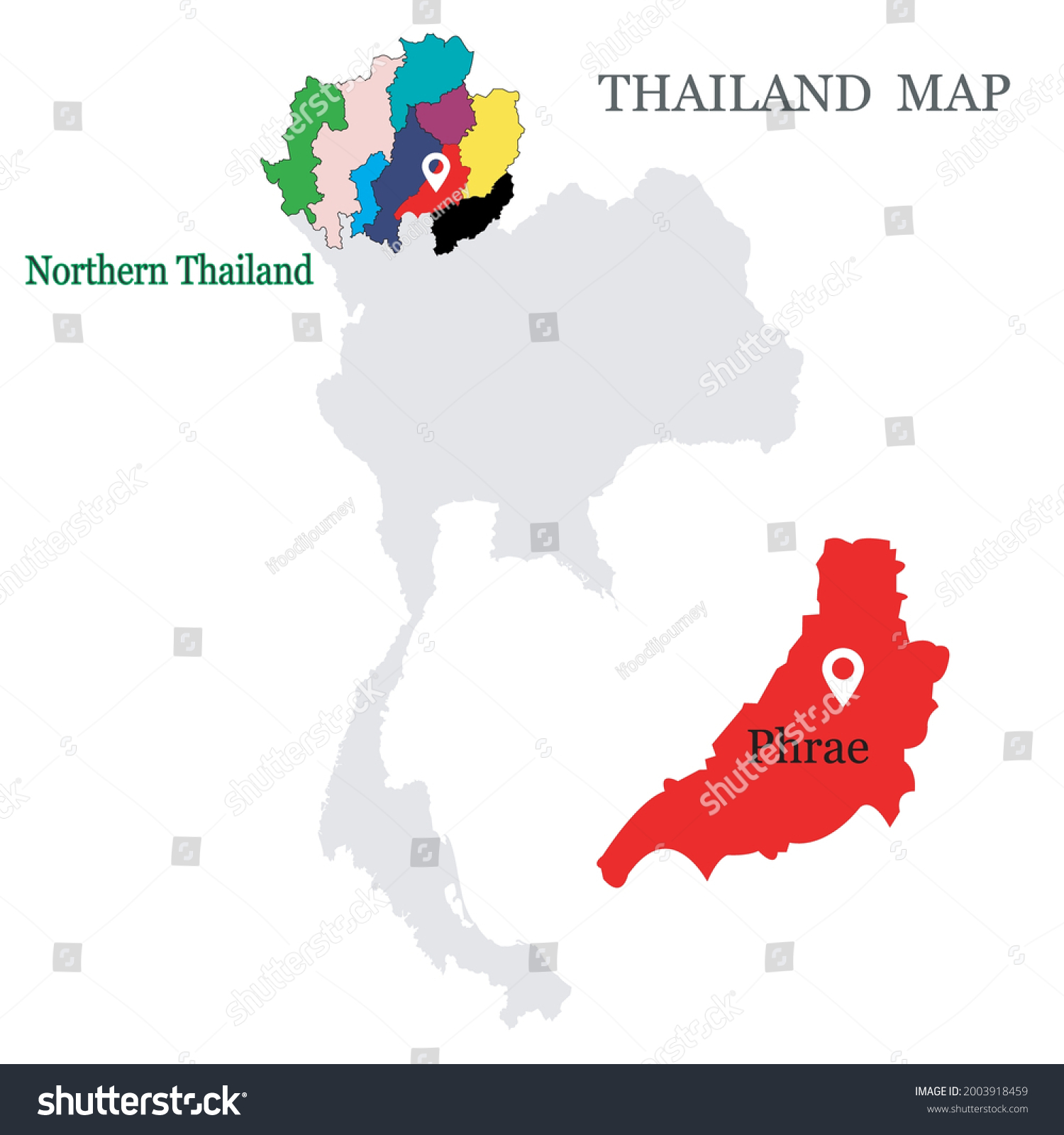 Maps of Northern Thailand with 9 Province, - Royalty Free Stock Vector ...