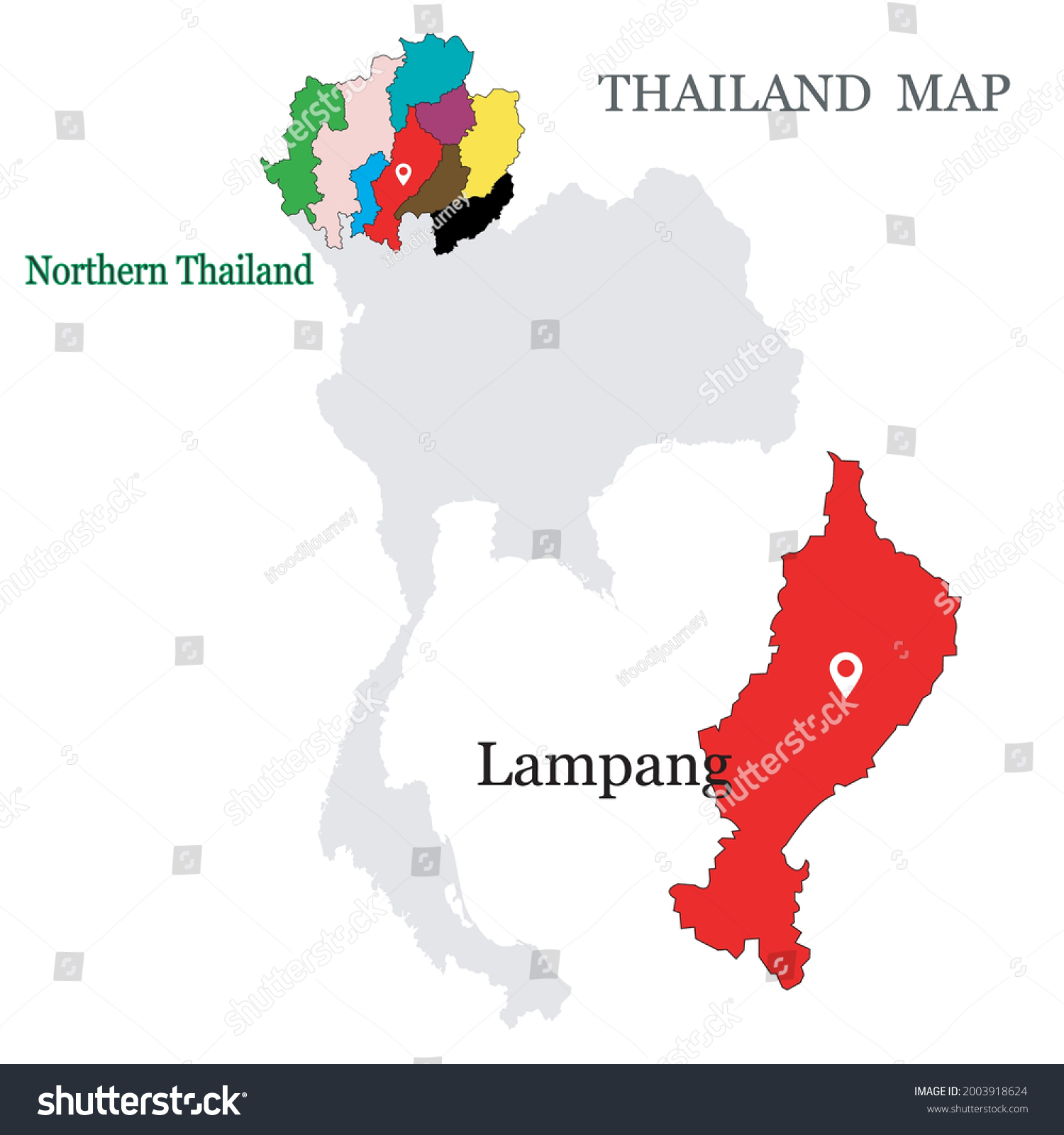 Maps of Northern Thailand with 9 Province, - Royalty Free Stock Vector ...