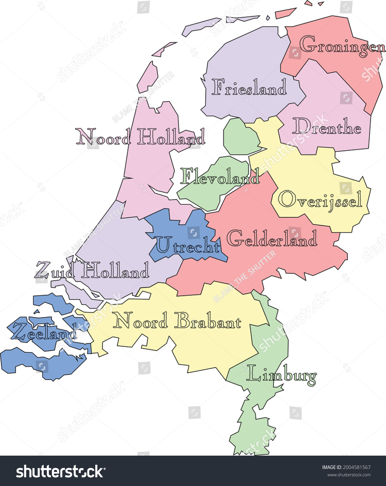 Vector map of the Netherlands Holland to study - Royalty Free Stock ...