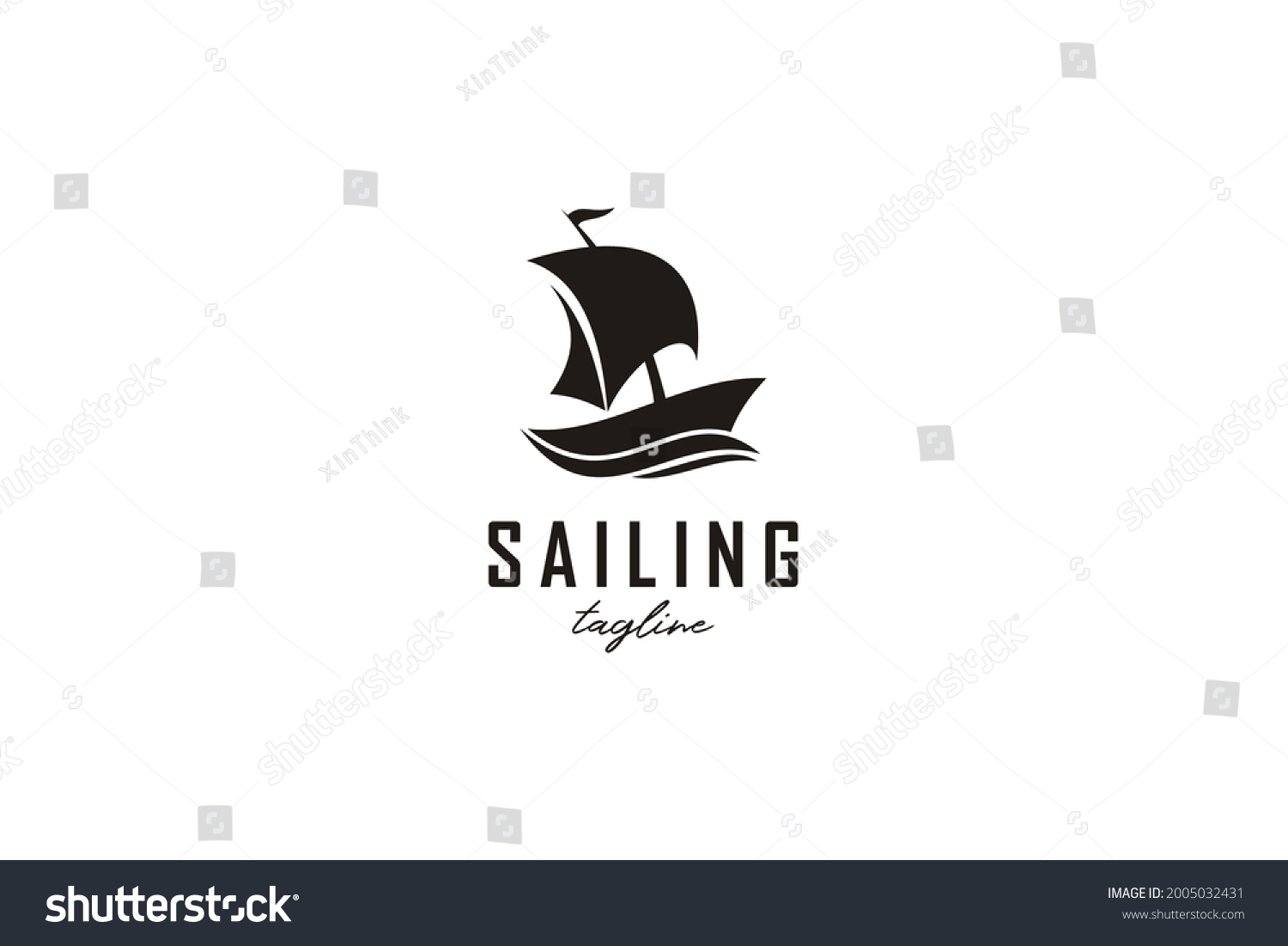 Simple Sailing Yacht Silhouette Logo design - Royalty Free Stock Vector ...