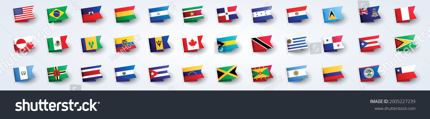 Vector Illustration Giant Flag Set Of South And North America #2005227239