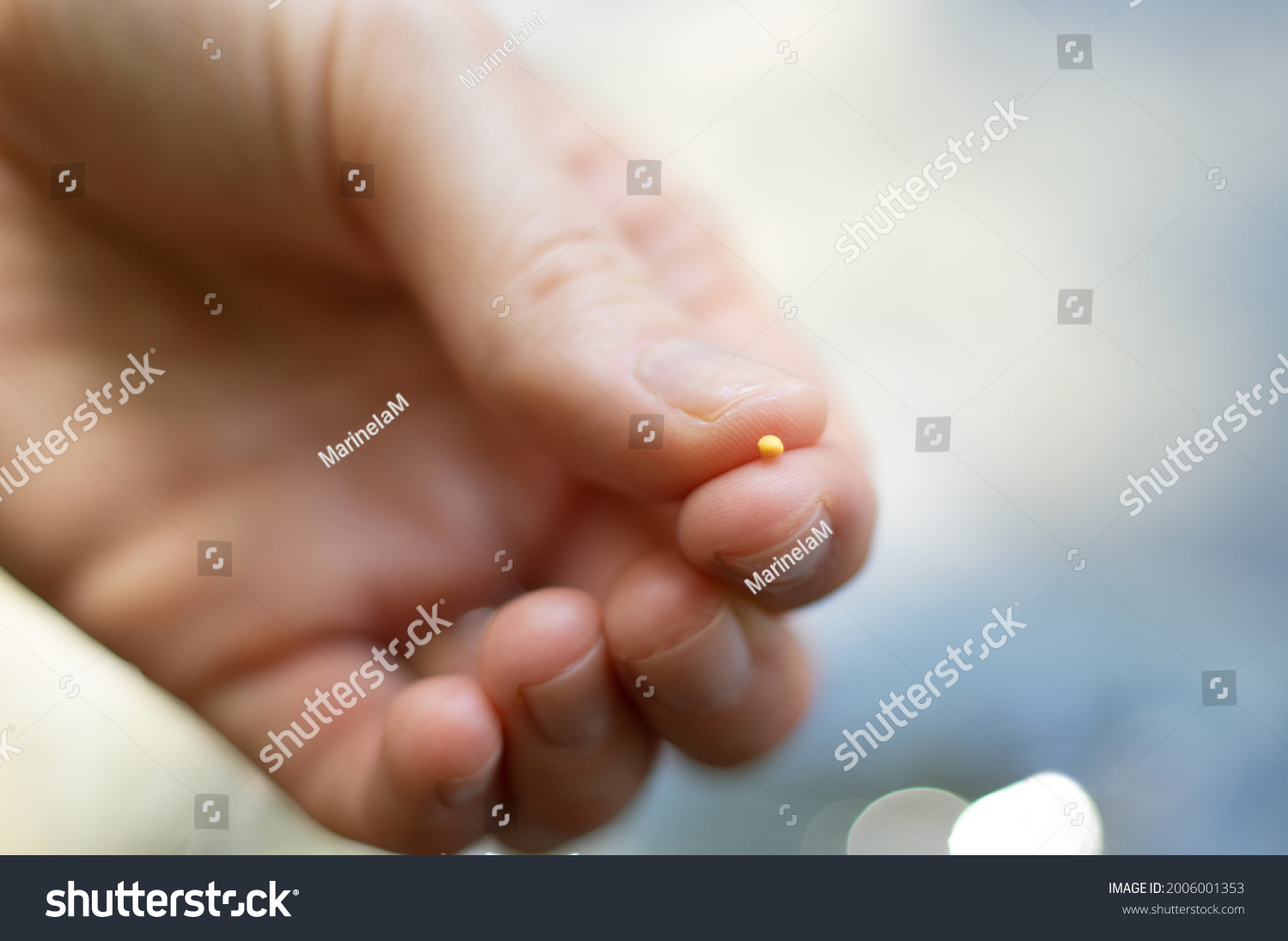 Close up of Christian woman holding the mustard seed in fingers. Strong faith in God and Jesus Christ. Believe and be faithful always. The biblical concept of faith, hope, love. #2006001353