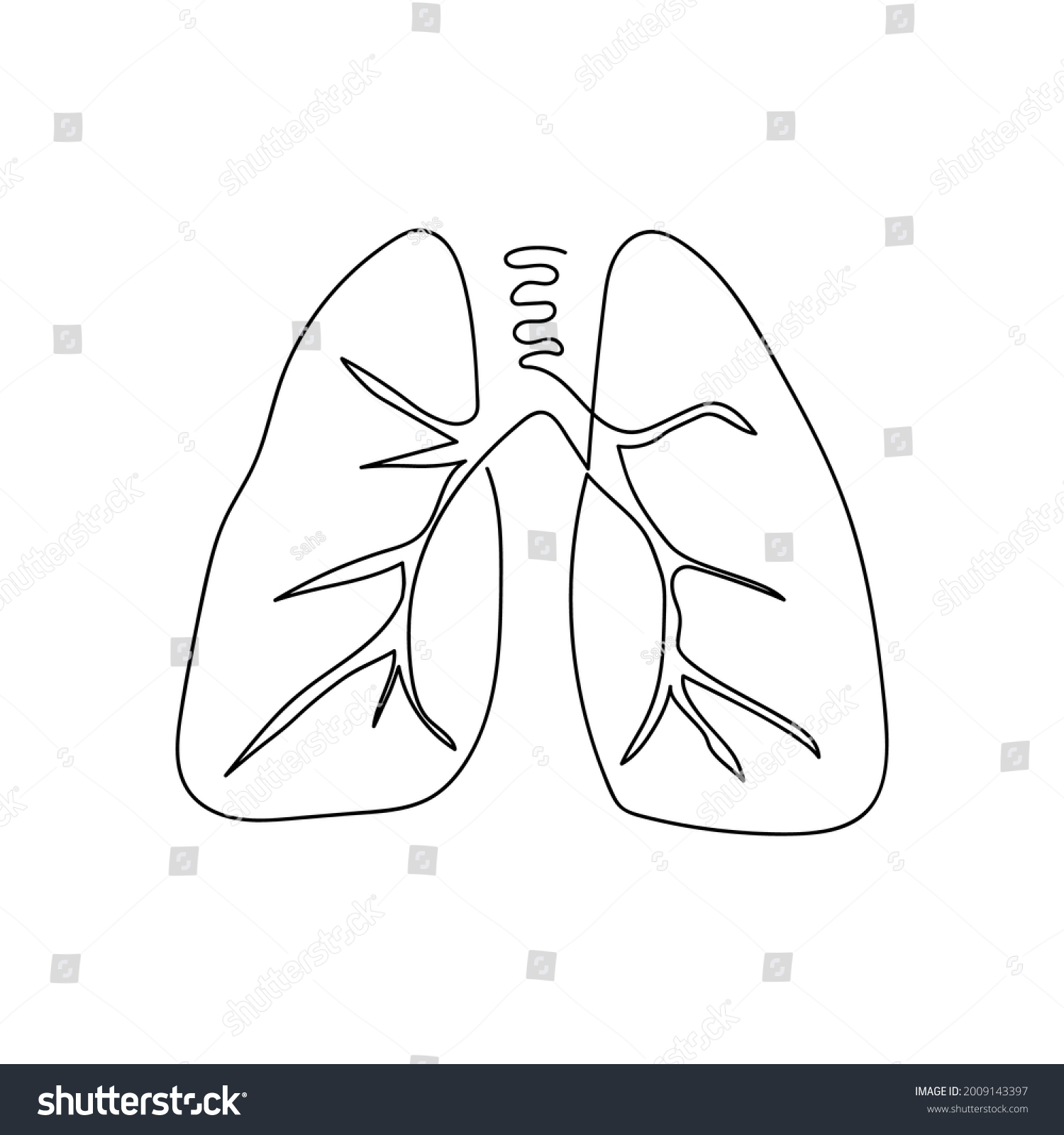 Lungs one line art. Continuous line drawing of - Royalty Free Stock ...