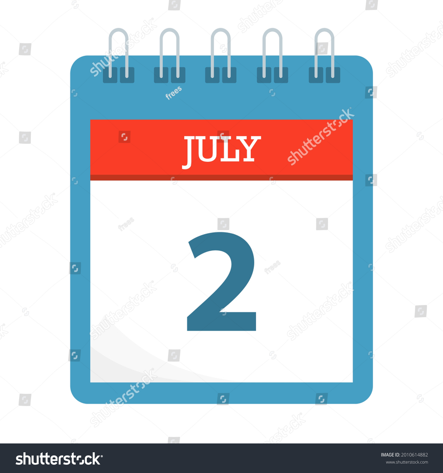 July 2 - Calendar Icon - Calendar template - - Royalty Free Stock ...