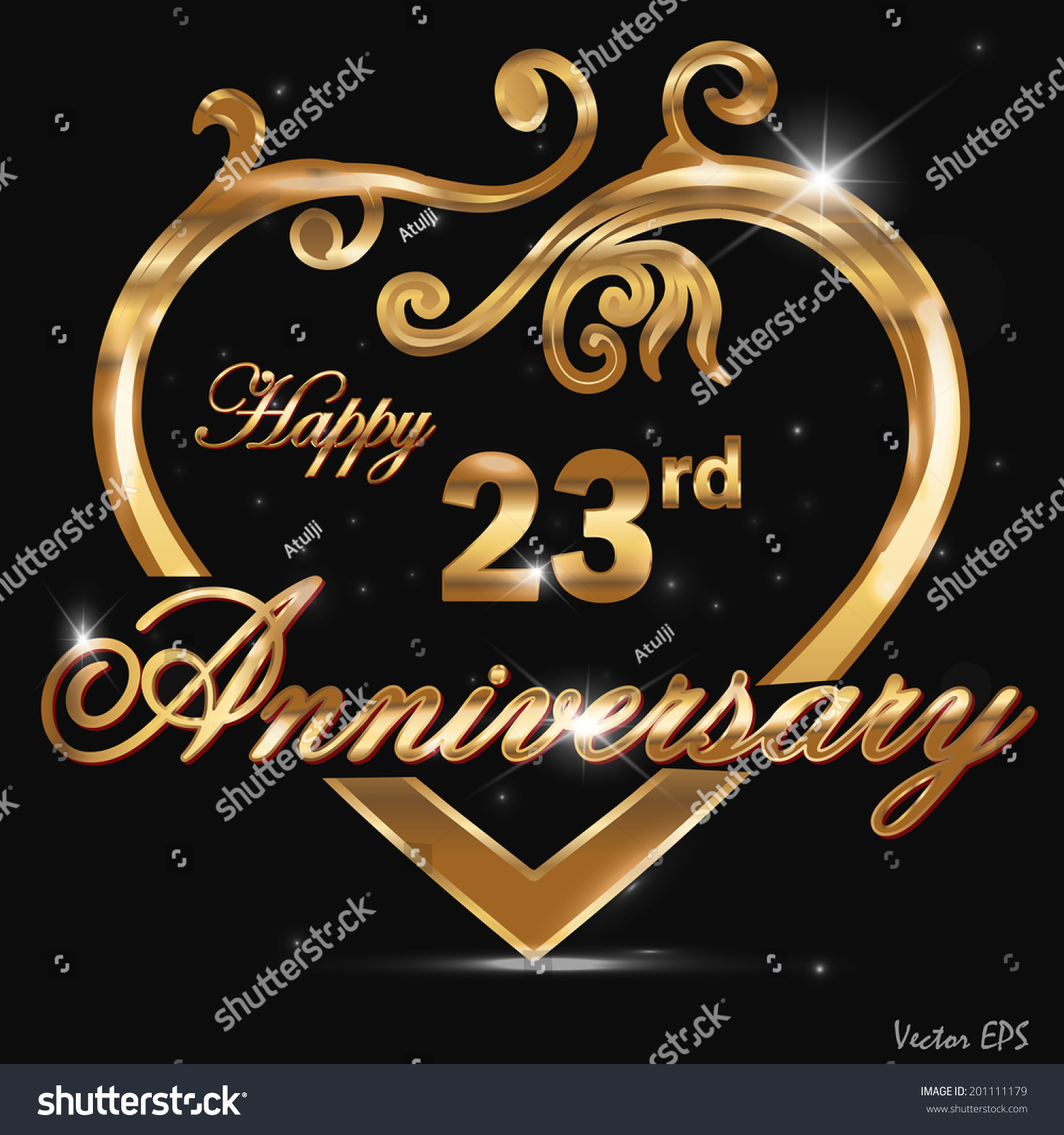 23 Year Anniversary Golden Label 23rd Royalty Free Stock Vector Avopix Com