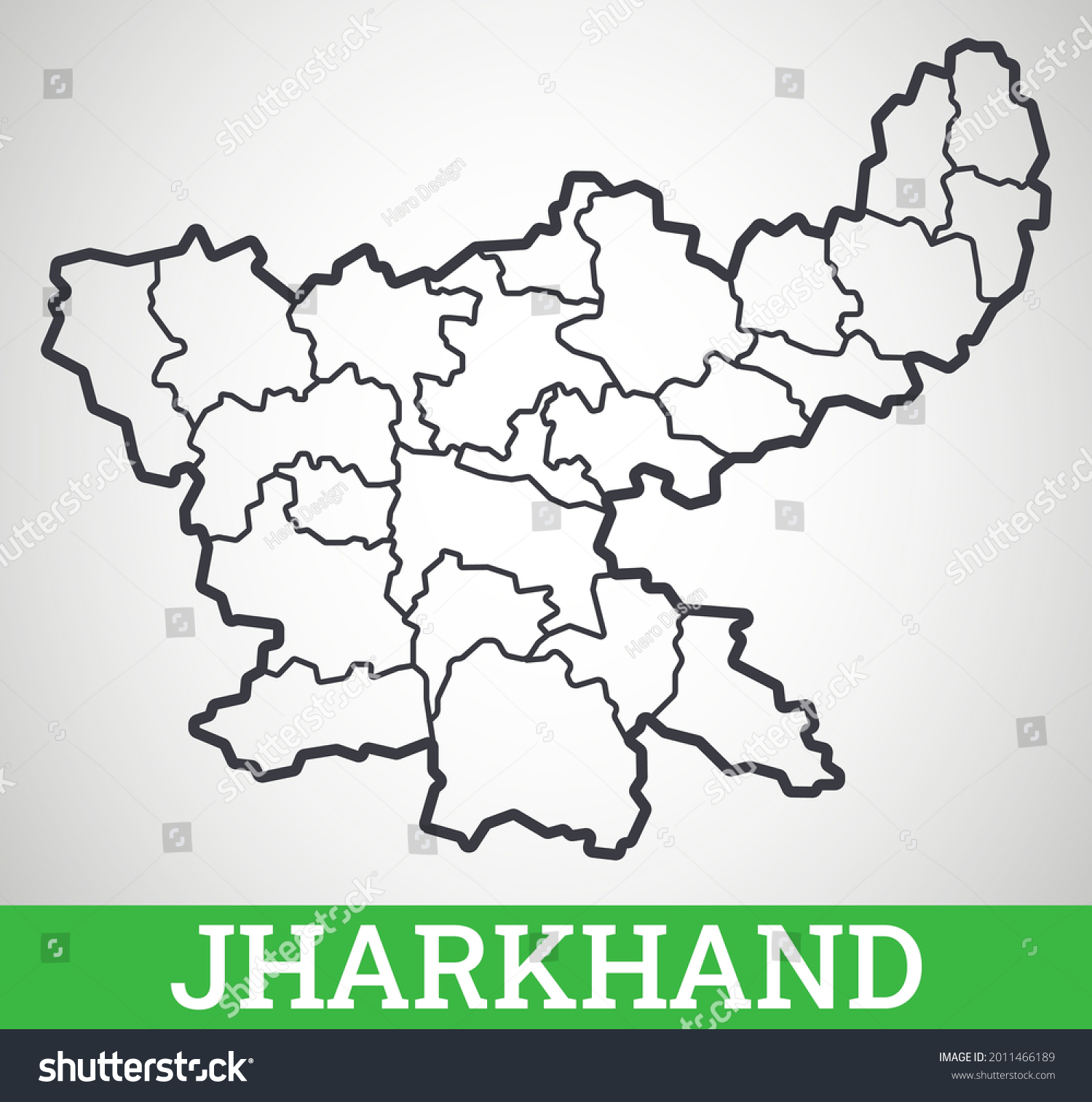 Simple outline map of Jharkhand District, India. - Royalty Free Stock ...