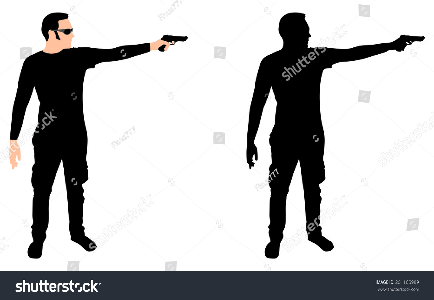 man shooting gun, vector - Royalty Free Stock Vector 201165989 - Avopix.com