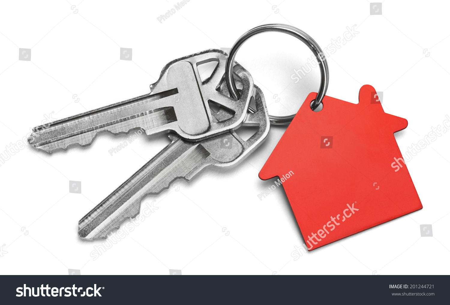 Set of Keys With Red House Isolated on White Background. #201244721